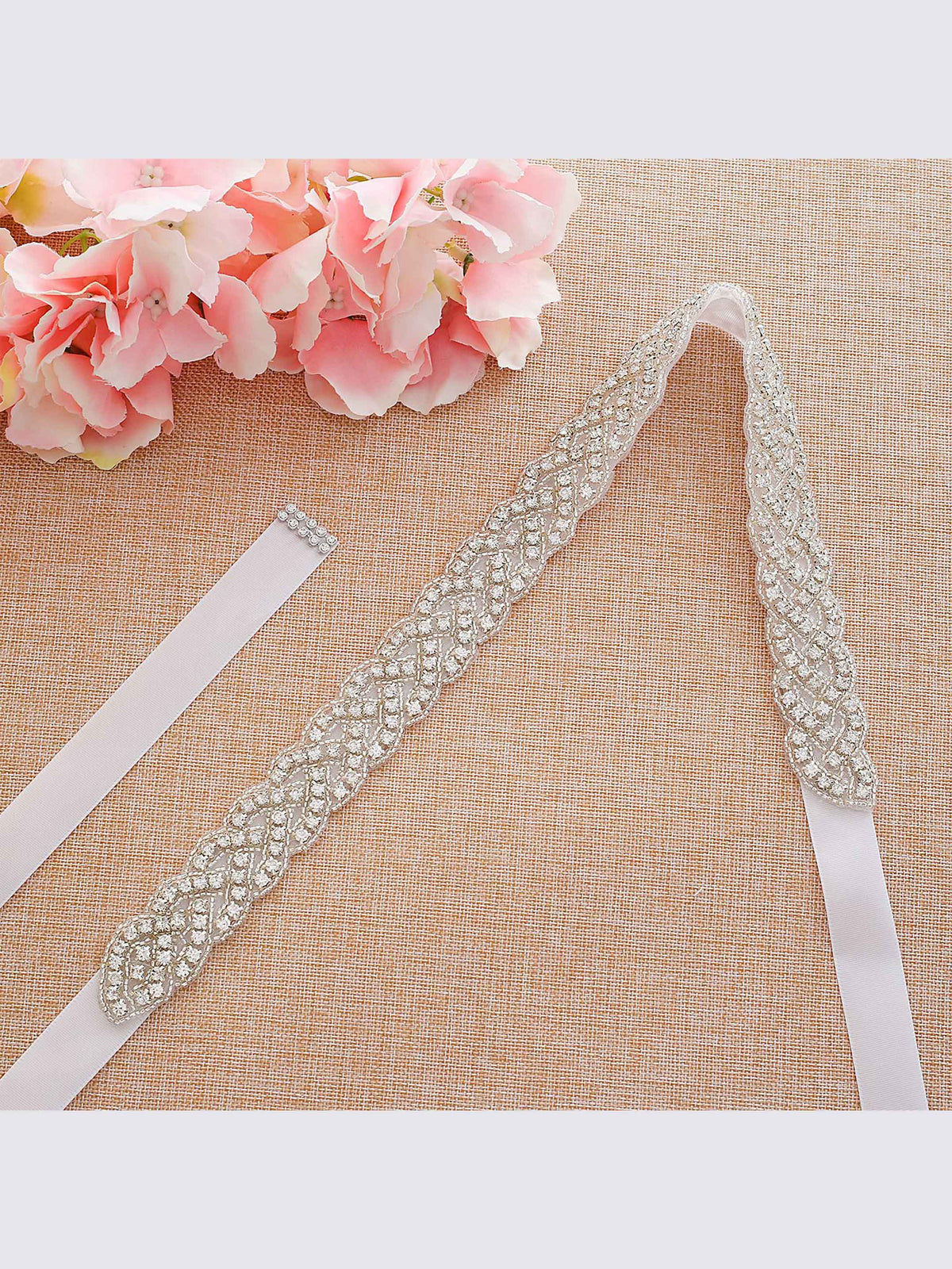 Women's Sparkly Rhinestone Pearl Ribbon Waistband UK