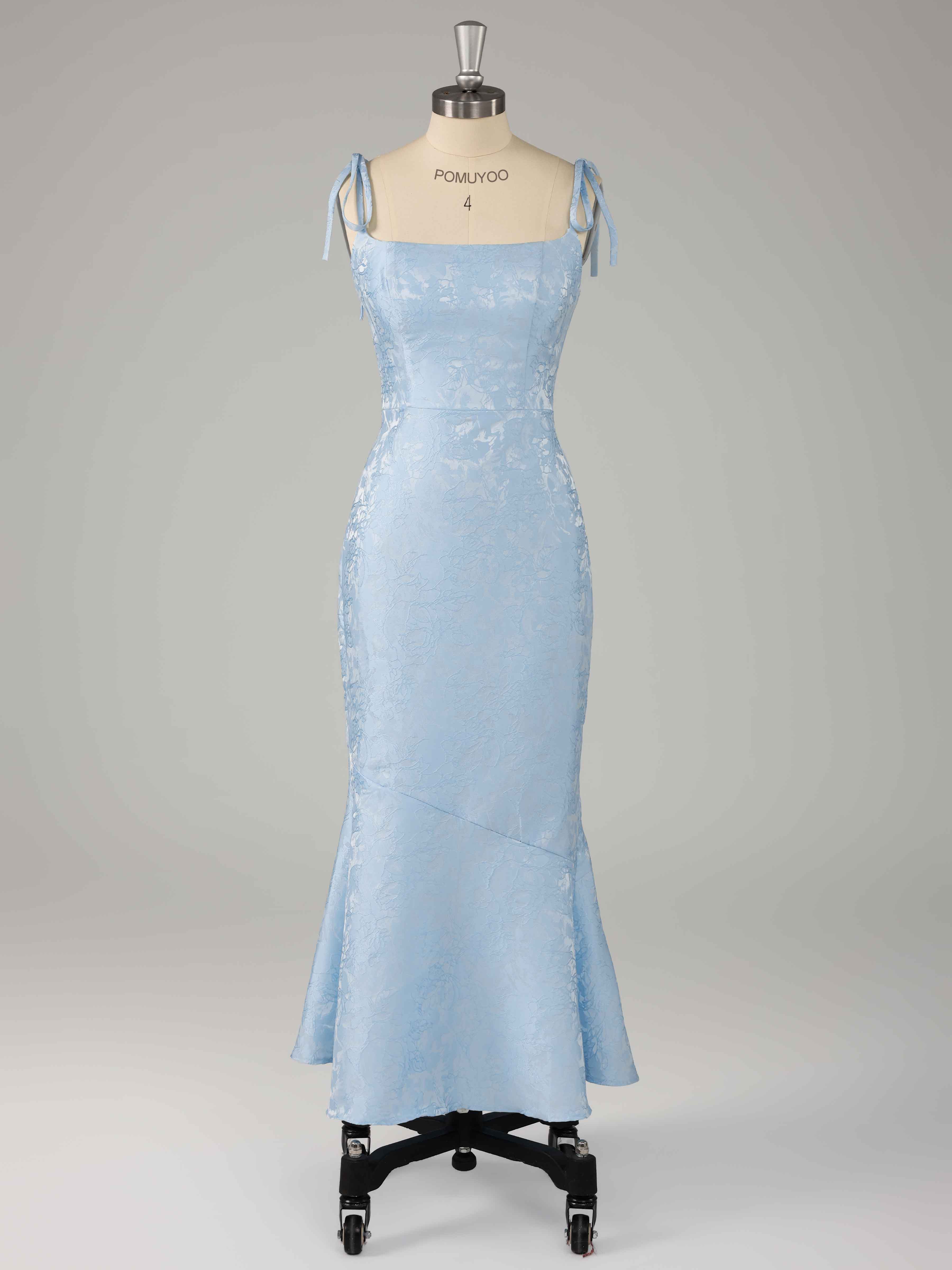 Kaelithra Charming Mermaid Spaghetti Straps Long Jacquard Prom Dresses