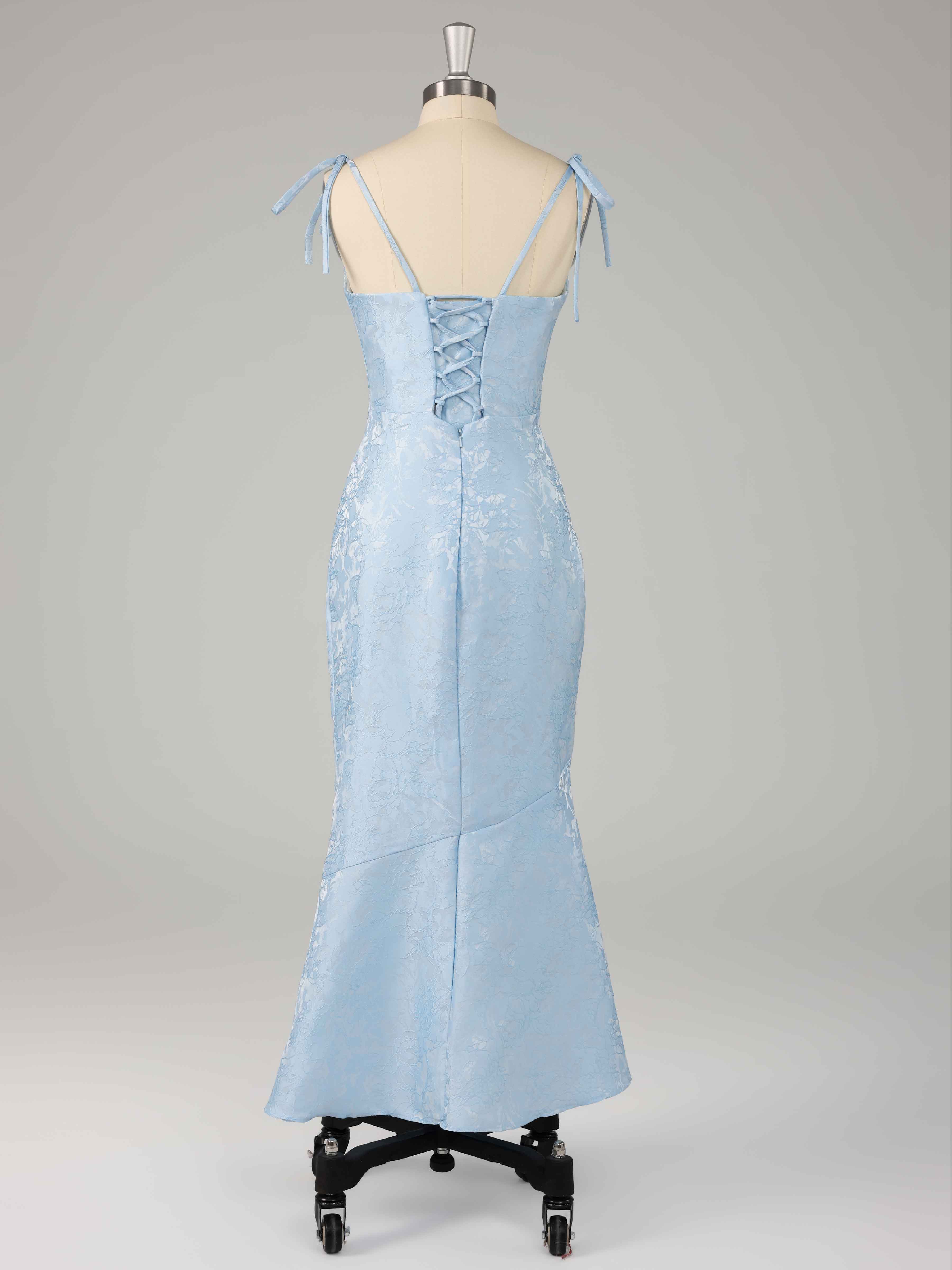 Kaelithra Charming Mermaid Spaghetti Straps Long Jacquard Prom Dresses