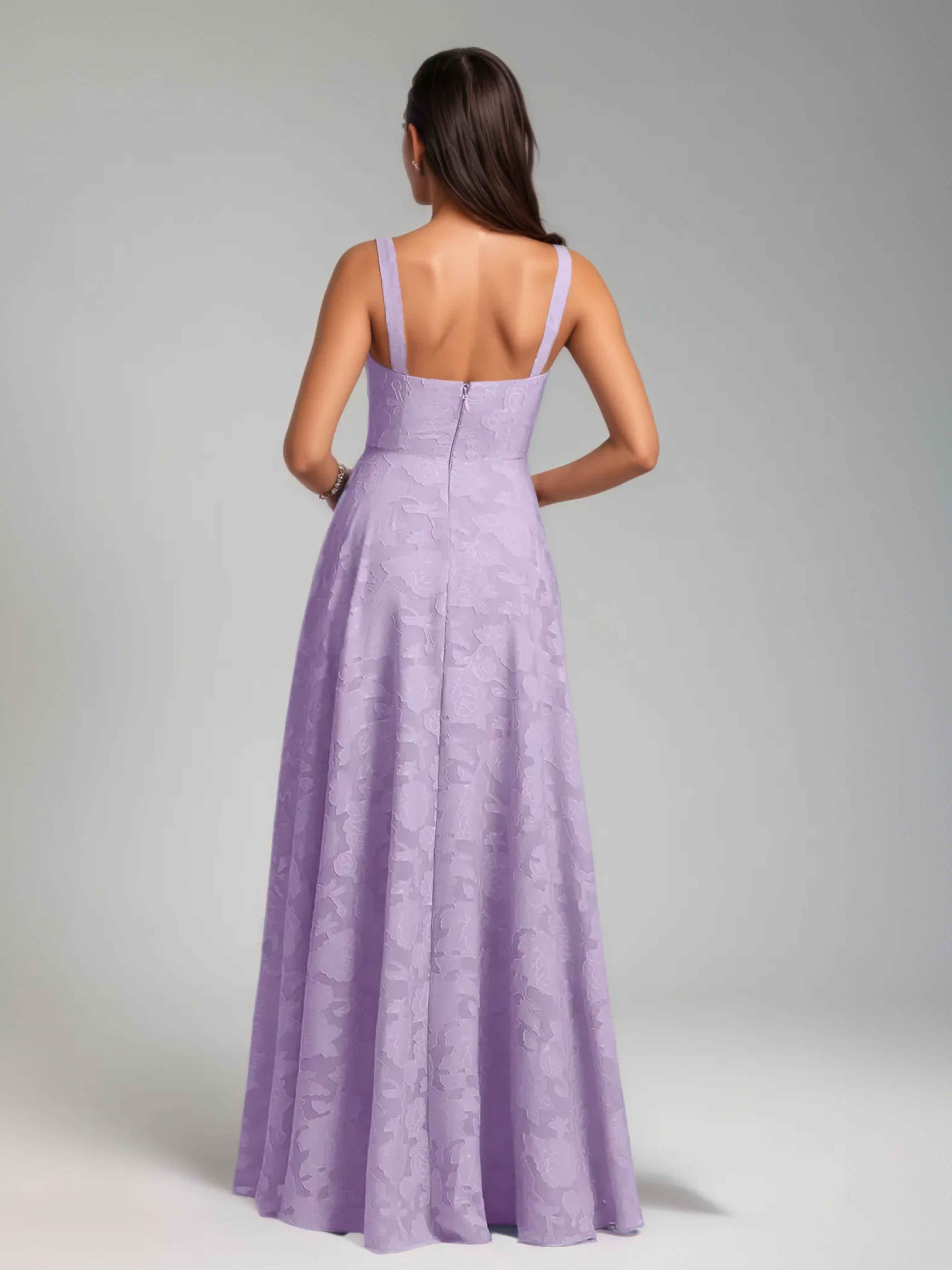 Caelindra Trendy A-Line Pleated Long Floral Burnout Bridesmaid Dresses