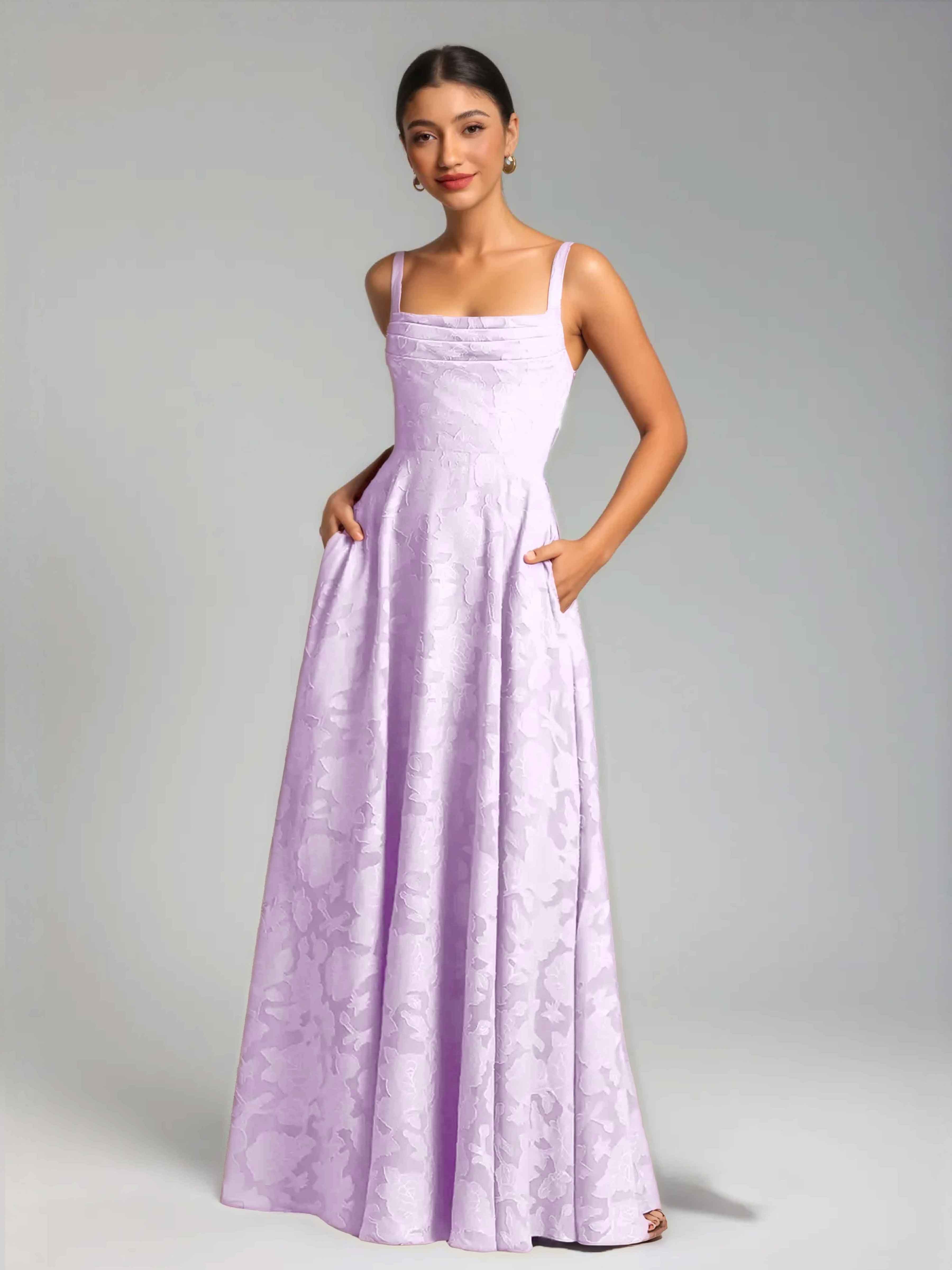Caelindra Trendy A-Line Pleated Long Floral Burnout Bridesmaid Dresses