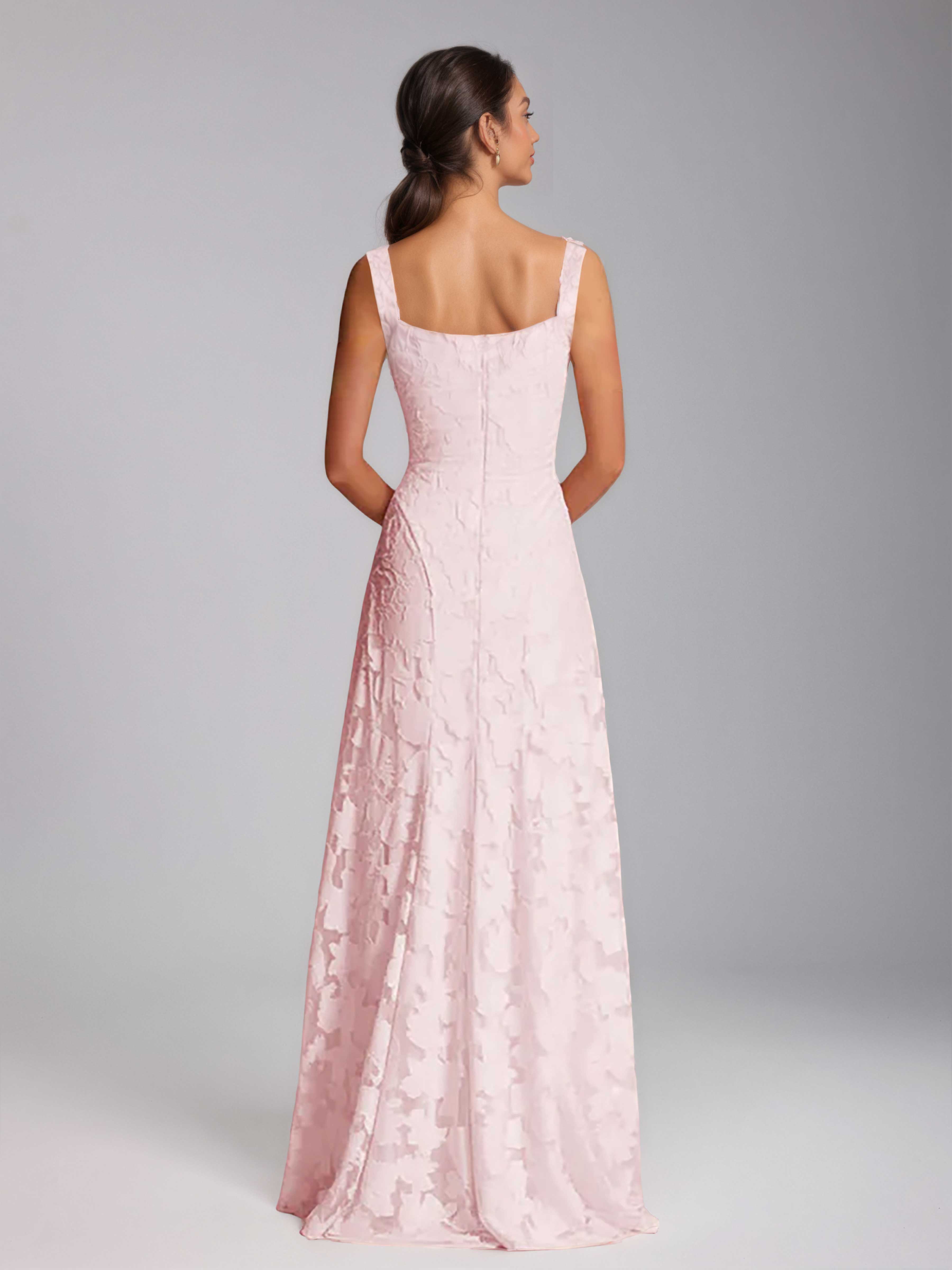Mraelithia Charming A-Line Spaghetti Straps Floor Length Long Jacquard Formal Dresses