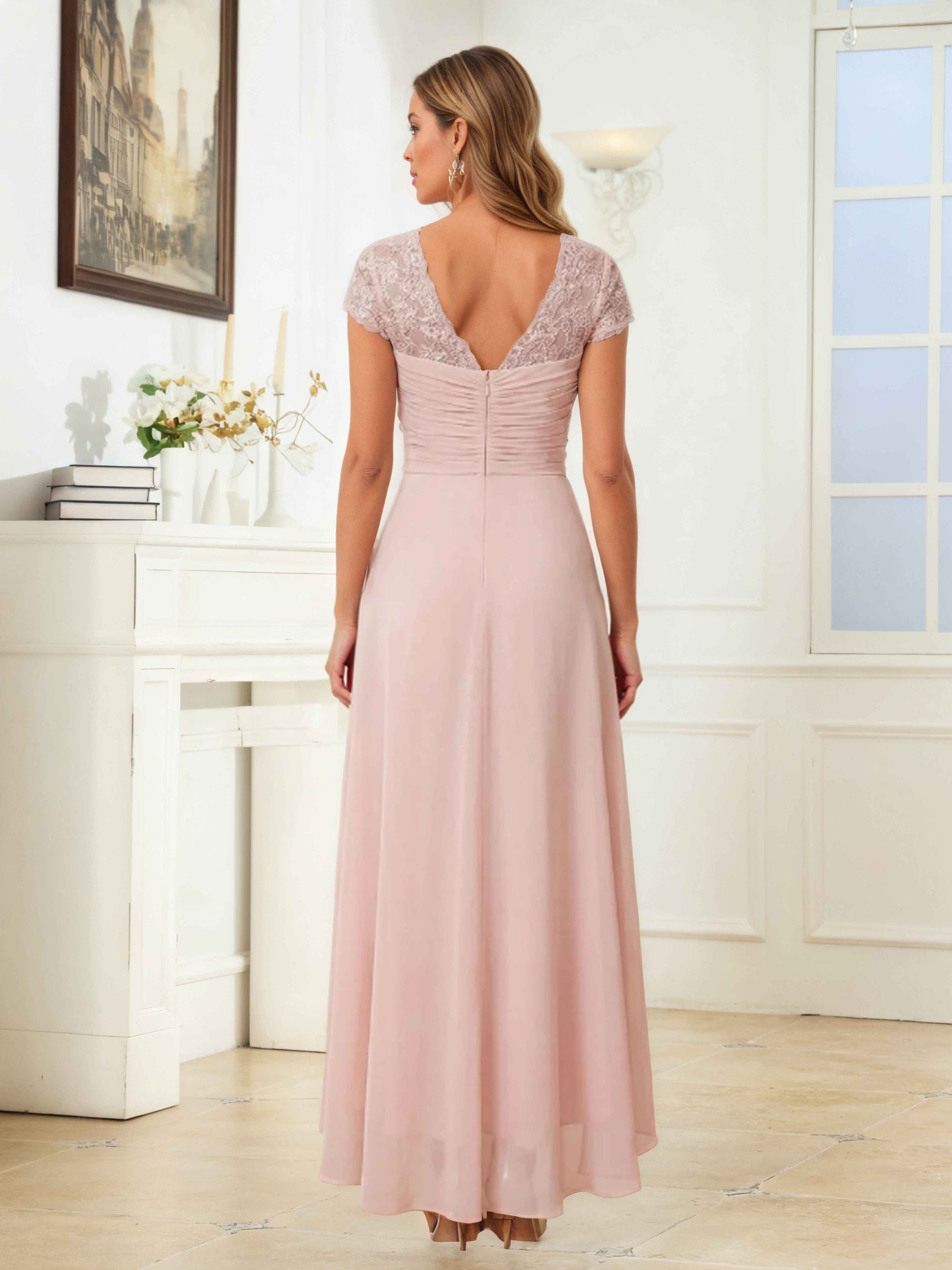 Graelithryn Sweetheart Ruched High Low Appliques Chiffon Mother Of The Bride Dresses UK