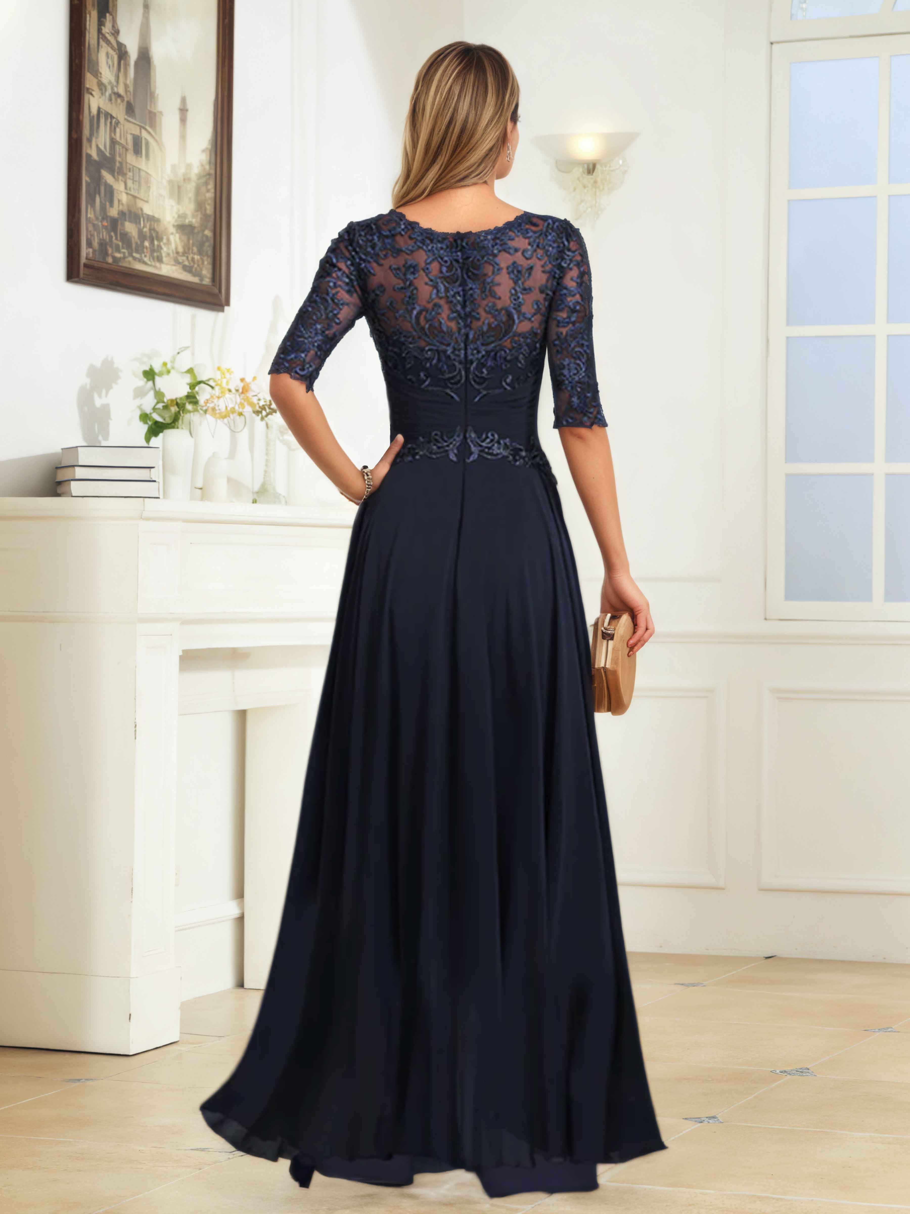 Helythryn Scoop Illusion Half Sleeves Mother of the Bride Pantsuit/Jumpsuit UK