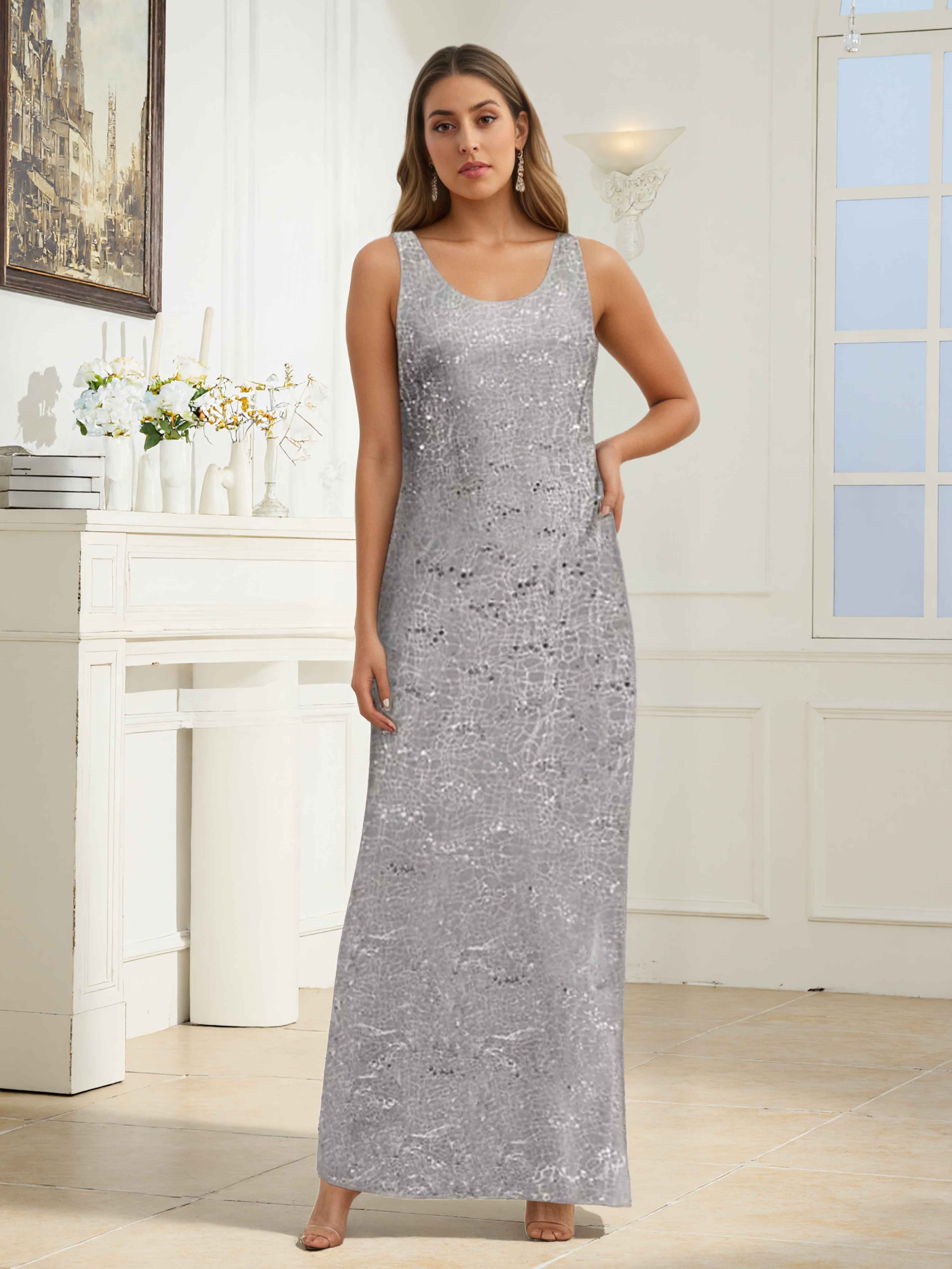 Laelithryn Round Neck 2-Piece Long Mother of the Bride Dresses with Jacket UK