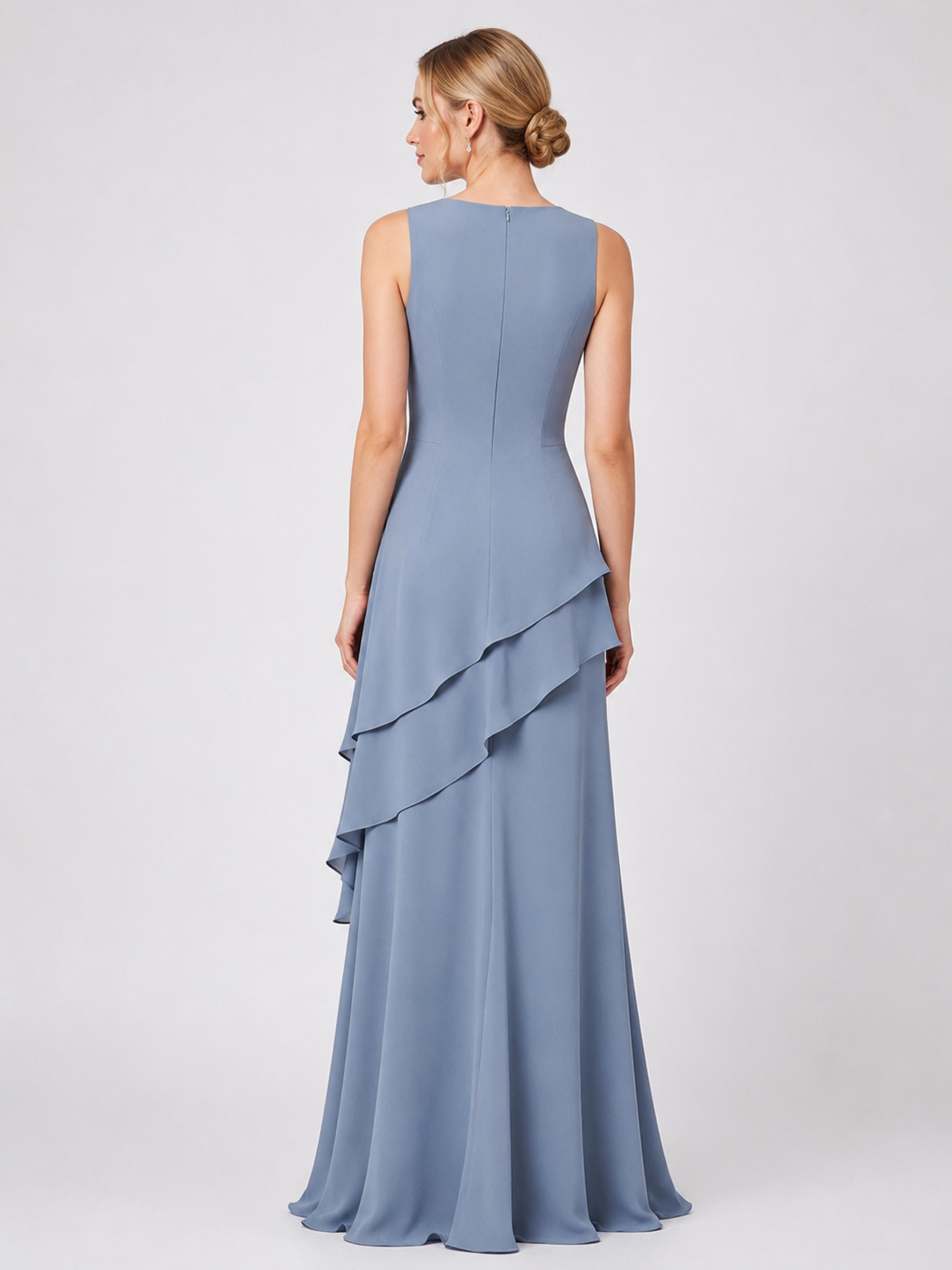 Sorelle Modest Scoop 2-Piece 3/4 Sleeves Layered Chiffon Mother of the Bride Dresses With Cape UK