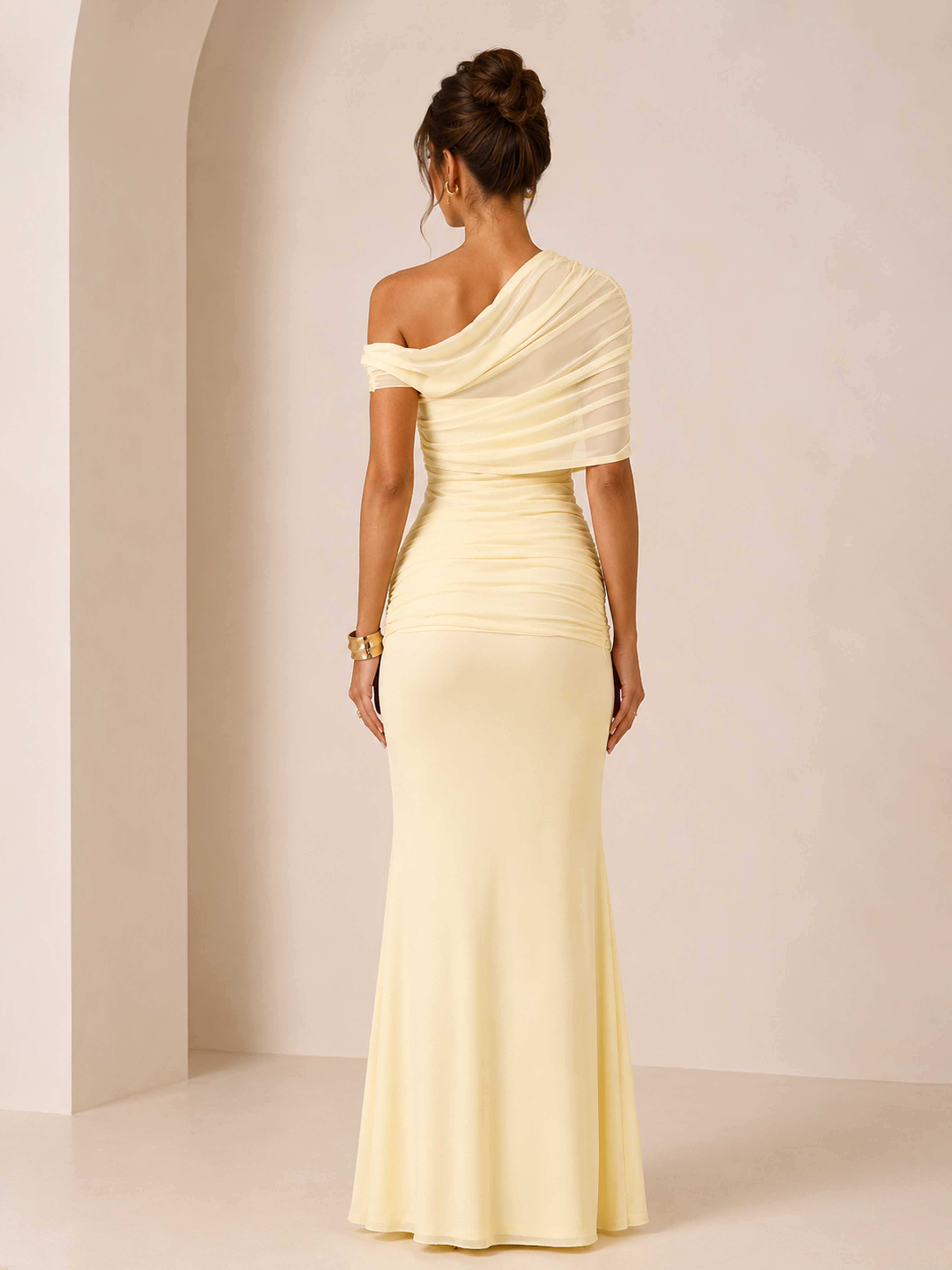 Novellae Graceful One Shoulder Ruched Mother of the Bride Dress UK