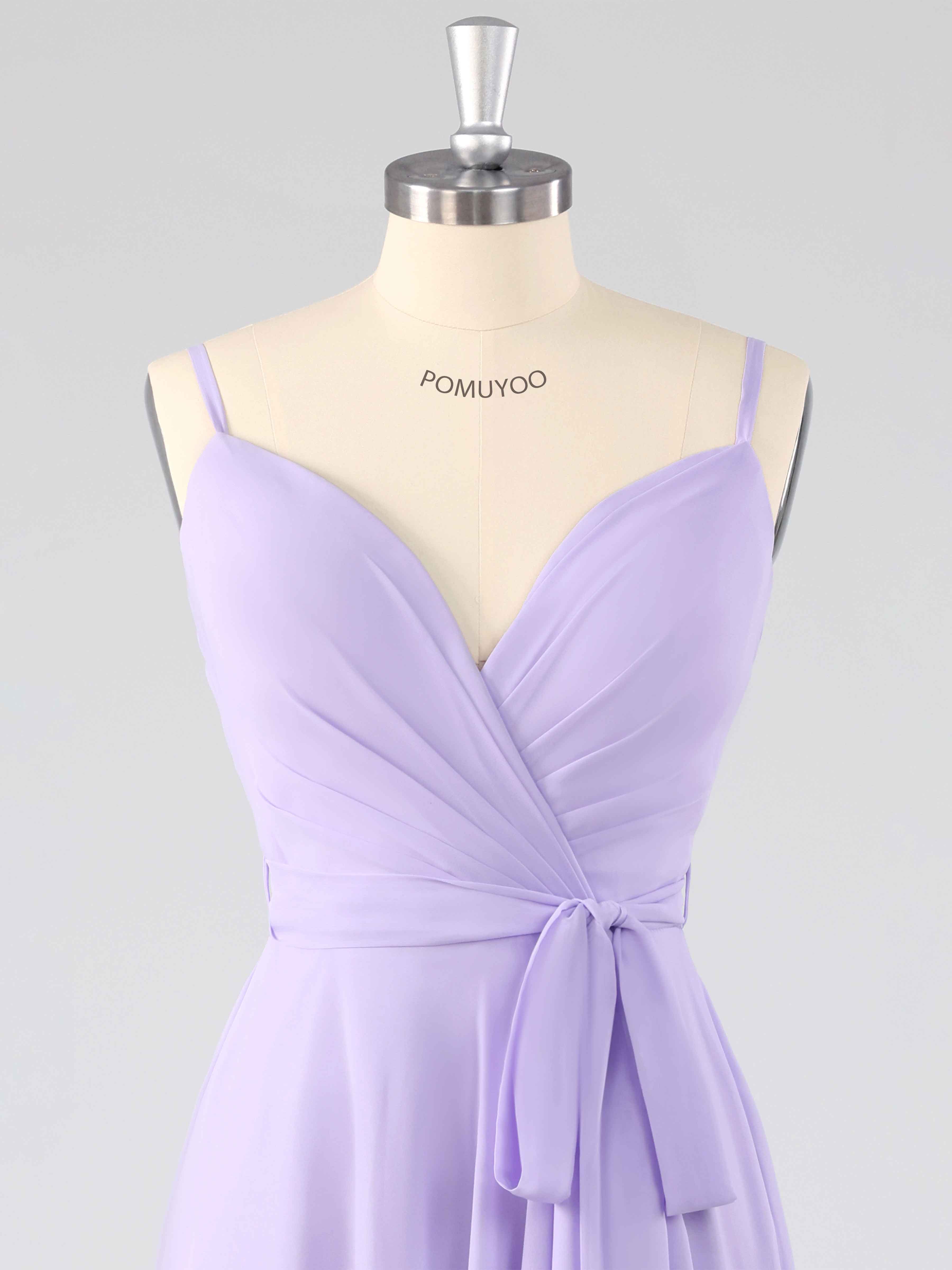 Chic Spaghetti Straps Asymmetrical Chiffon Bridesmaid Dresses