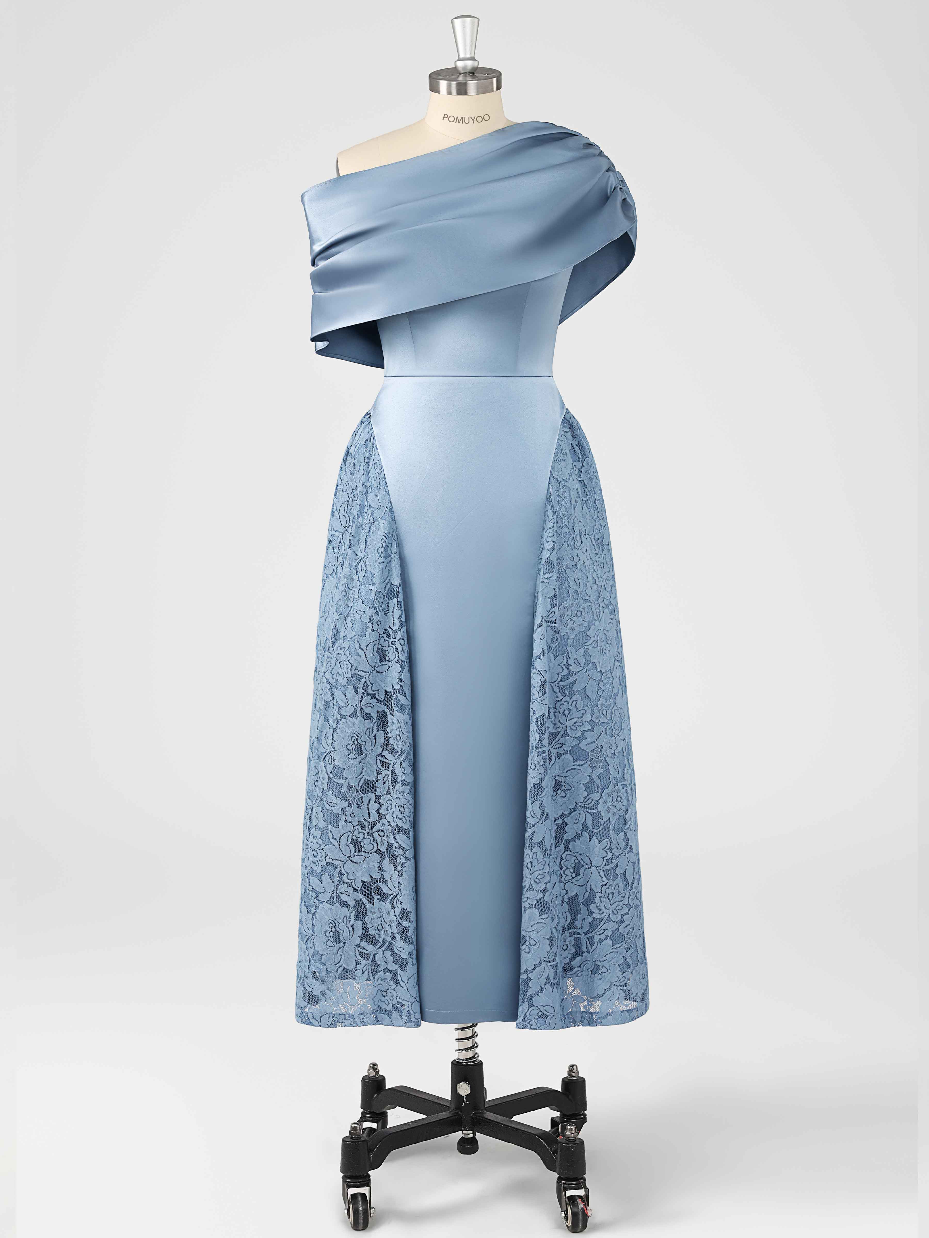 Jovie Charming One Shoulder Tea Length Satin Mother of the Bride Dresses