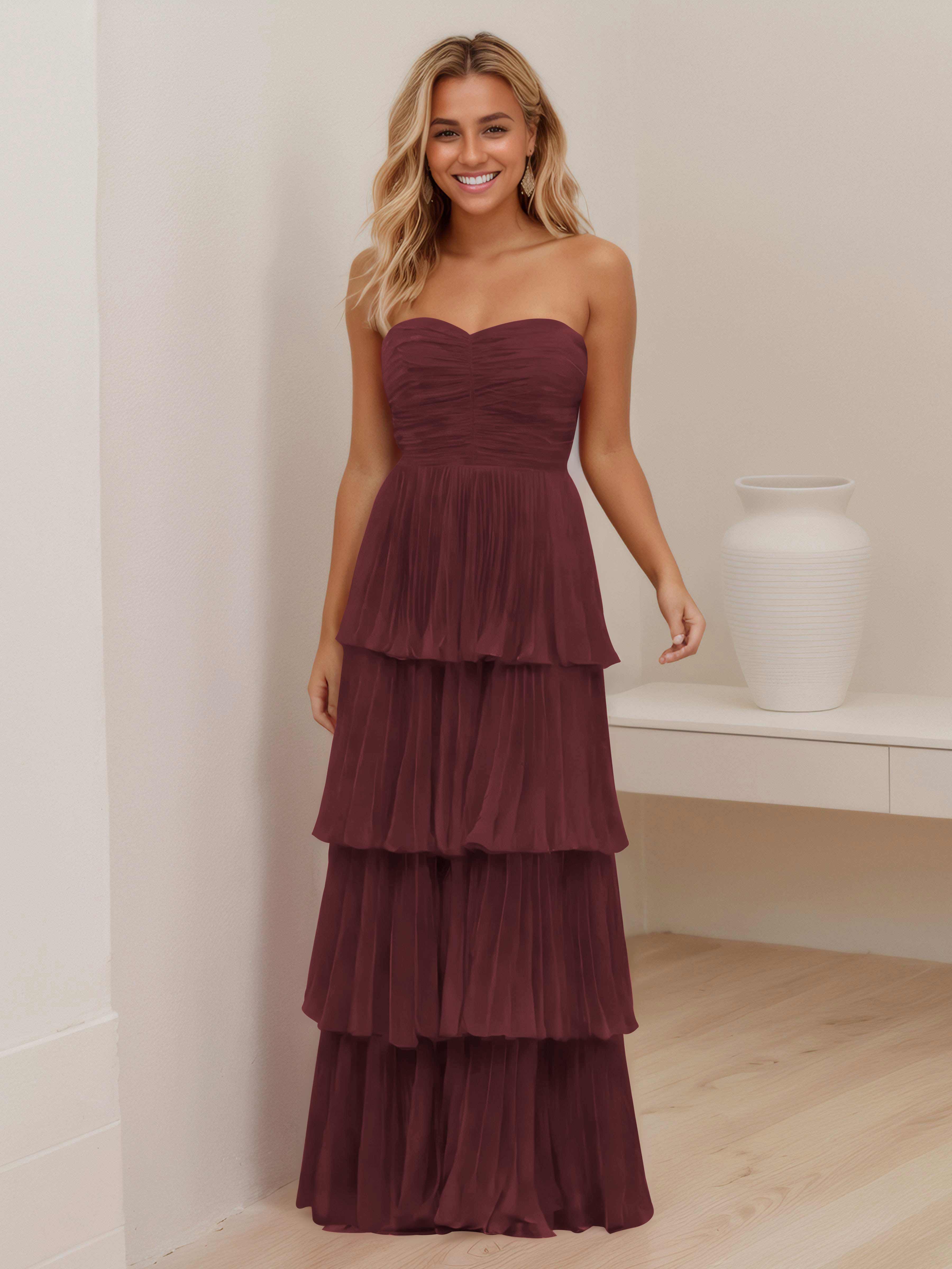 Aliana Timeless Strapless Tiered Floor Length Formal Dresses Aliana Timeless Strapless Tiered Floor Length Formal Dresses
