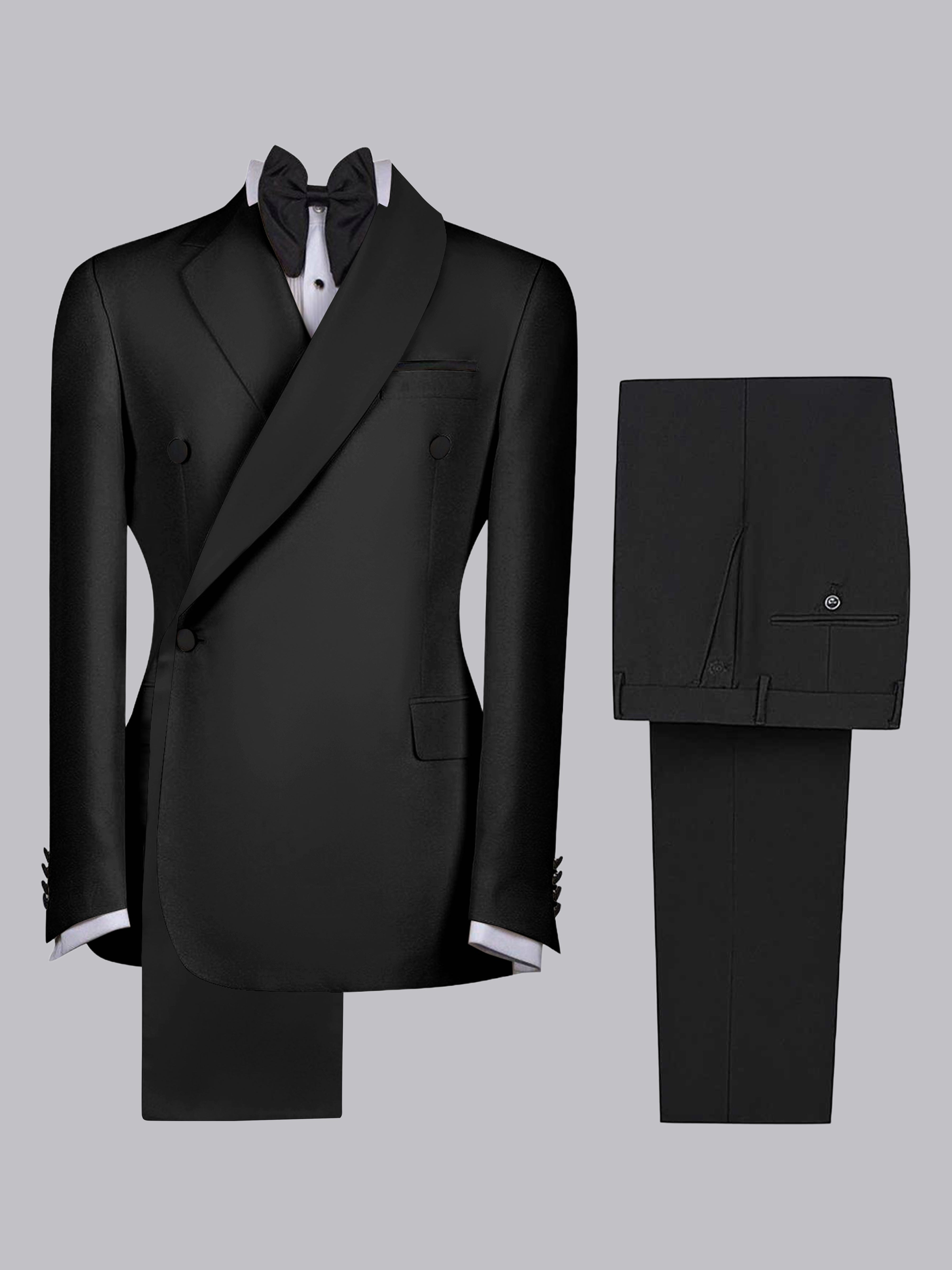 Polished Trimmed Men's Two Pieces Shawl Lapel Suit for Wedding Occasions