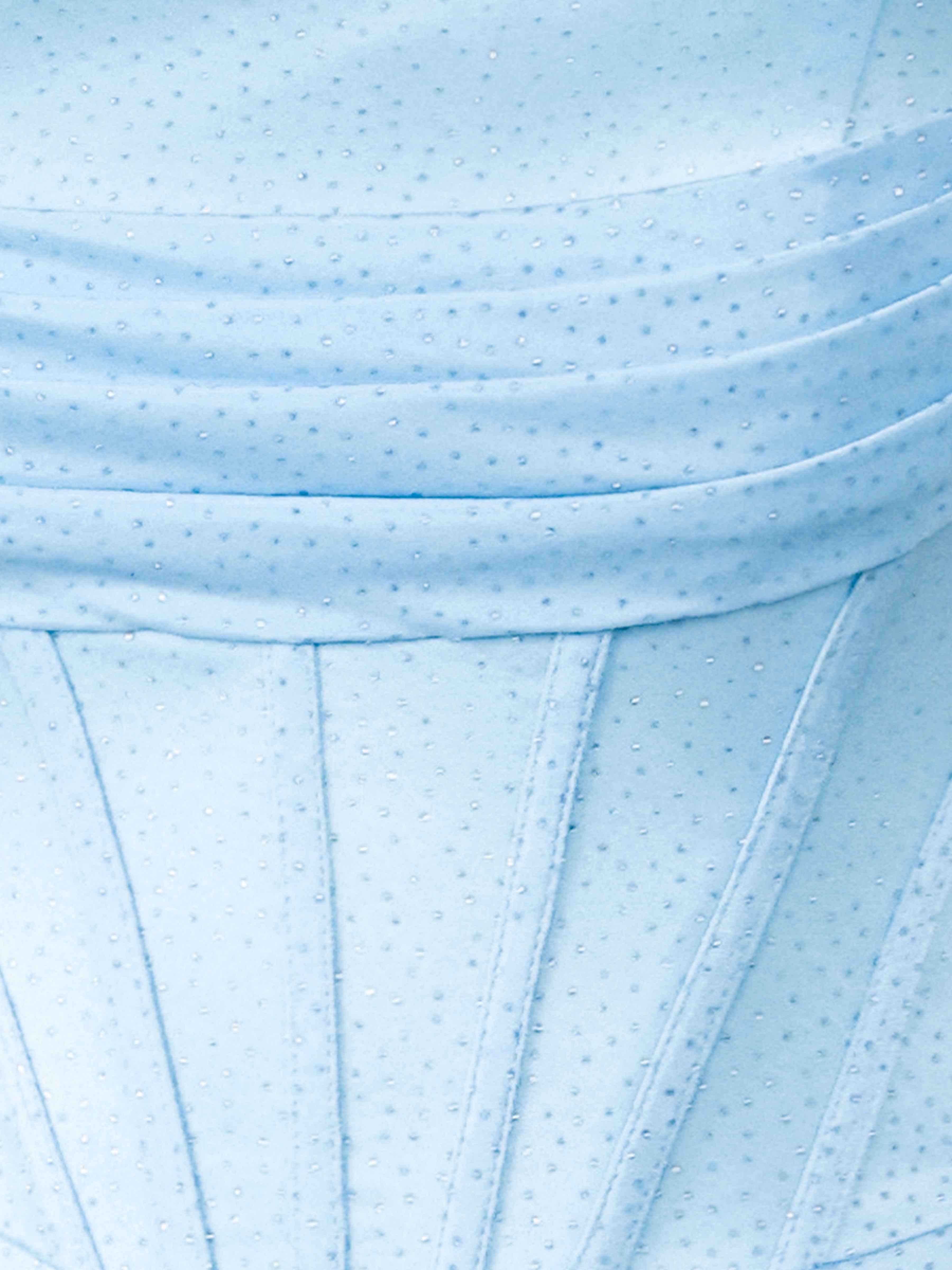 Blue Sparkly Mermaid Ruffles Slit Sweep Train Satin Prom Dresses UK