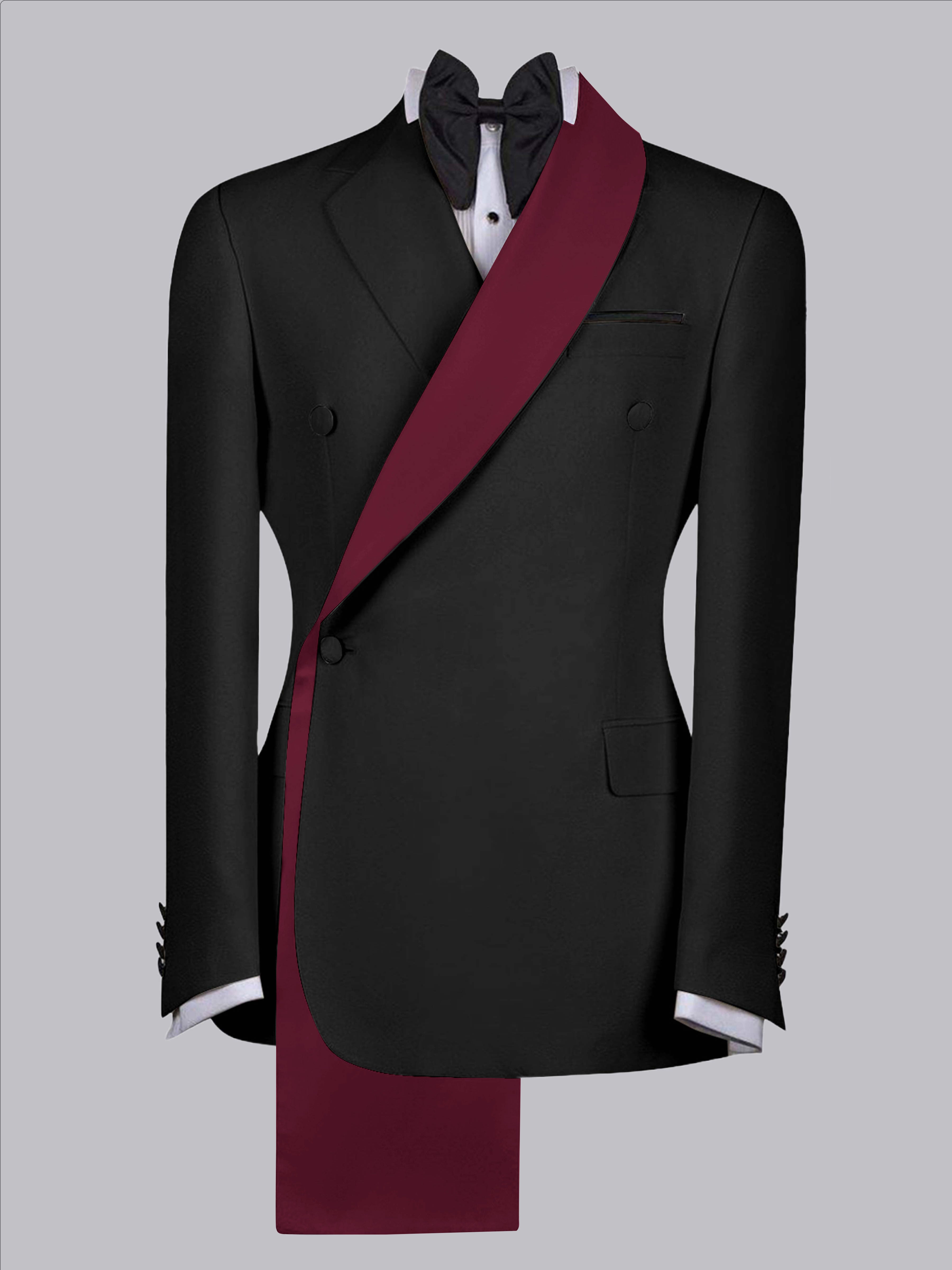 Handsome Men's Contrast Trim Shawl Lapel One Button Suit Jacket