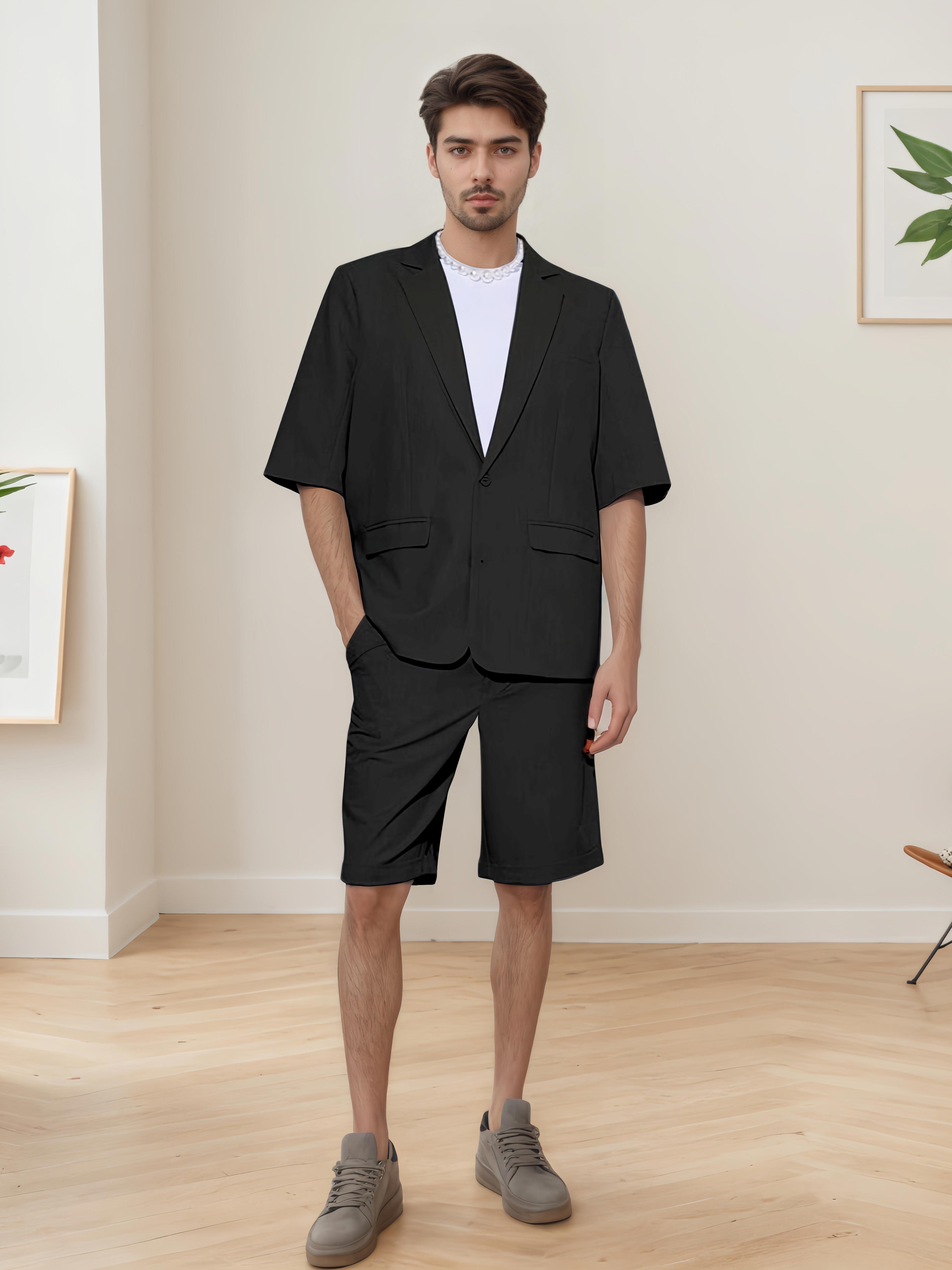 Lightweight Casual Men's Short Sleeve 2 Pieces Summer Suits