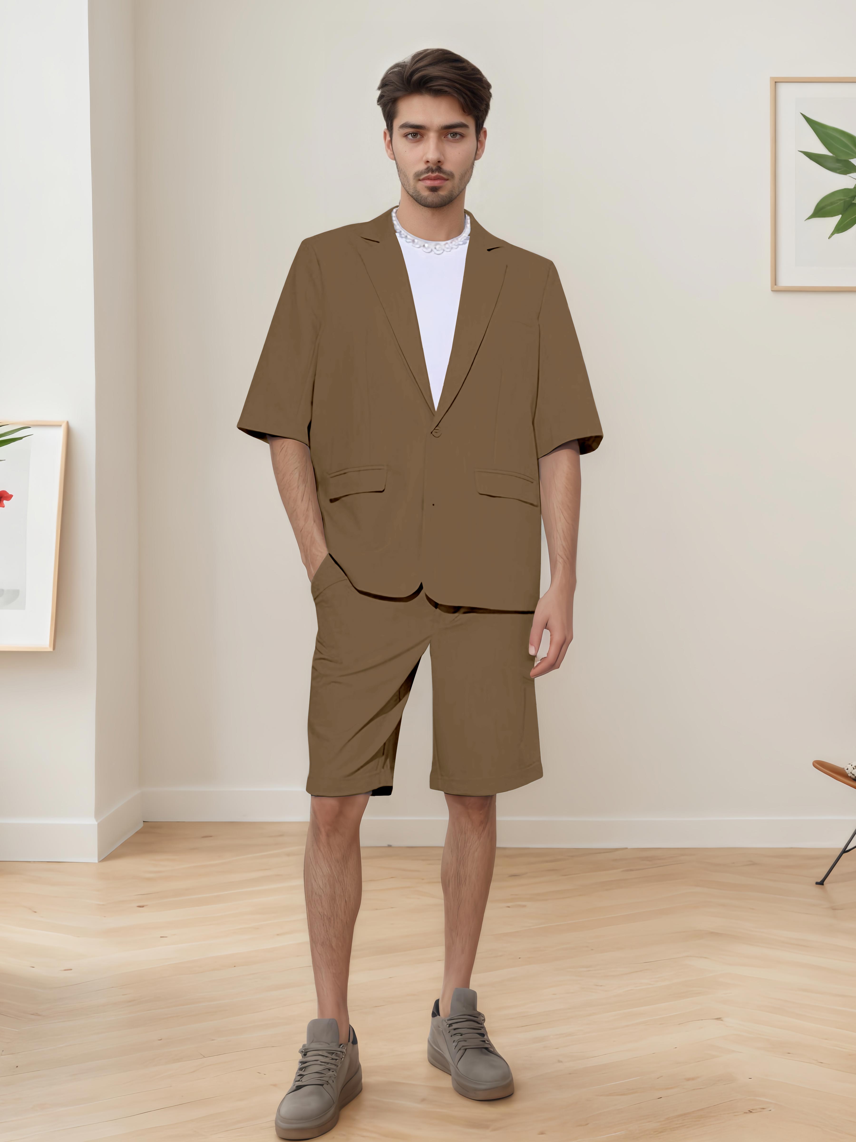 Lightweight Casual Men's Short Sleeve 2 Pieces Summer Suits