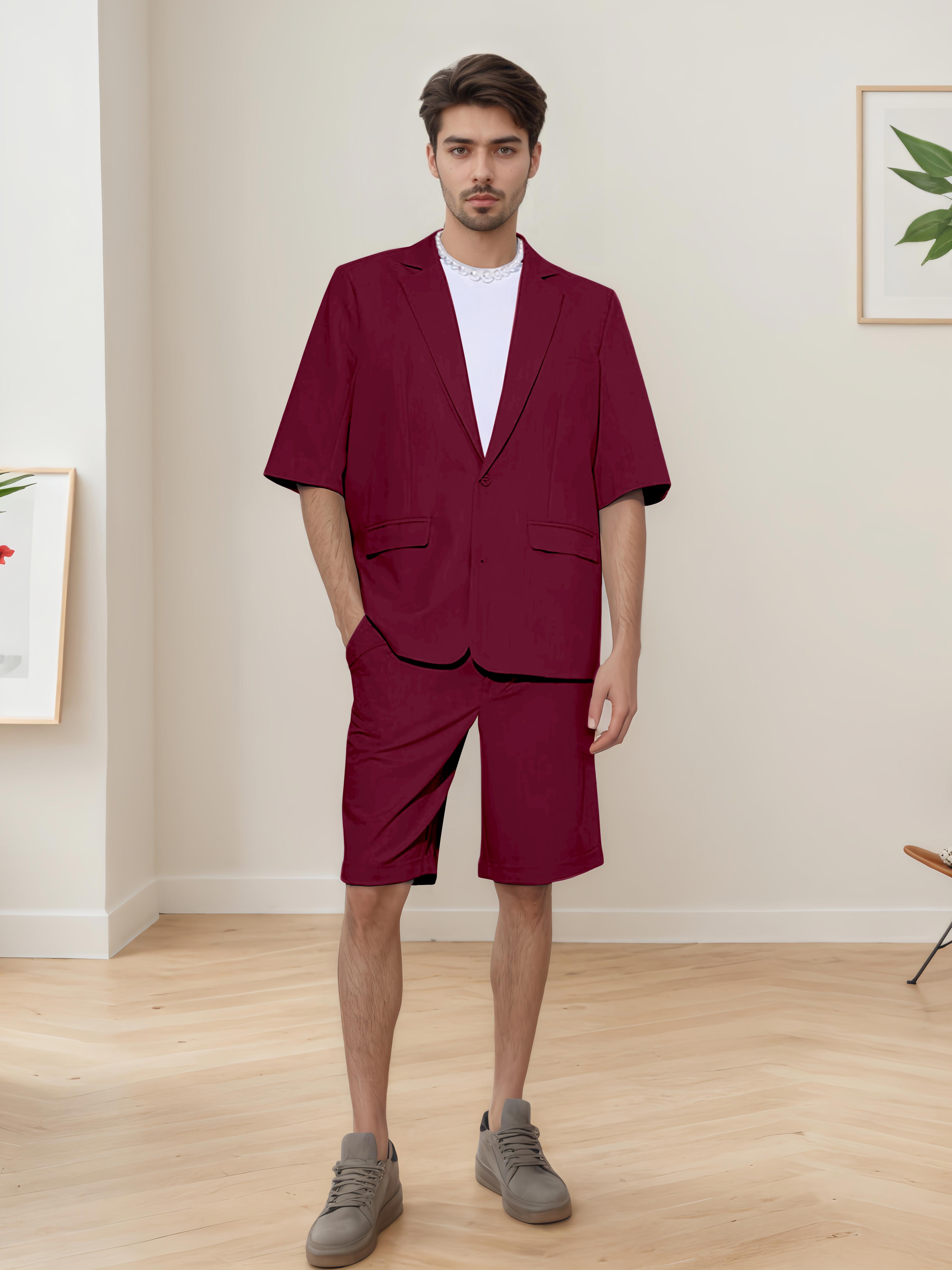 Lightweight Casual Men's Short Sleeve 2 Pieces Summer Suits