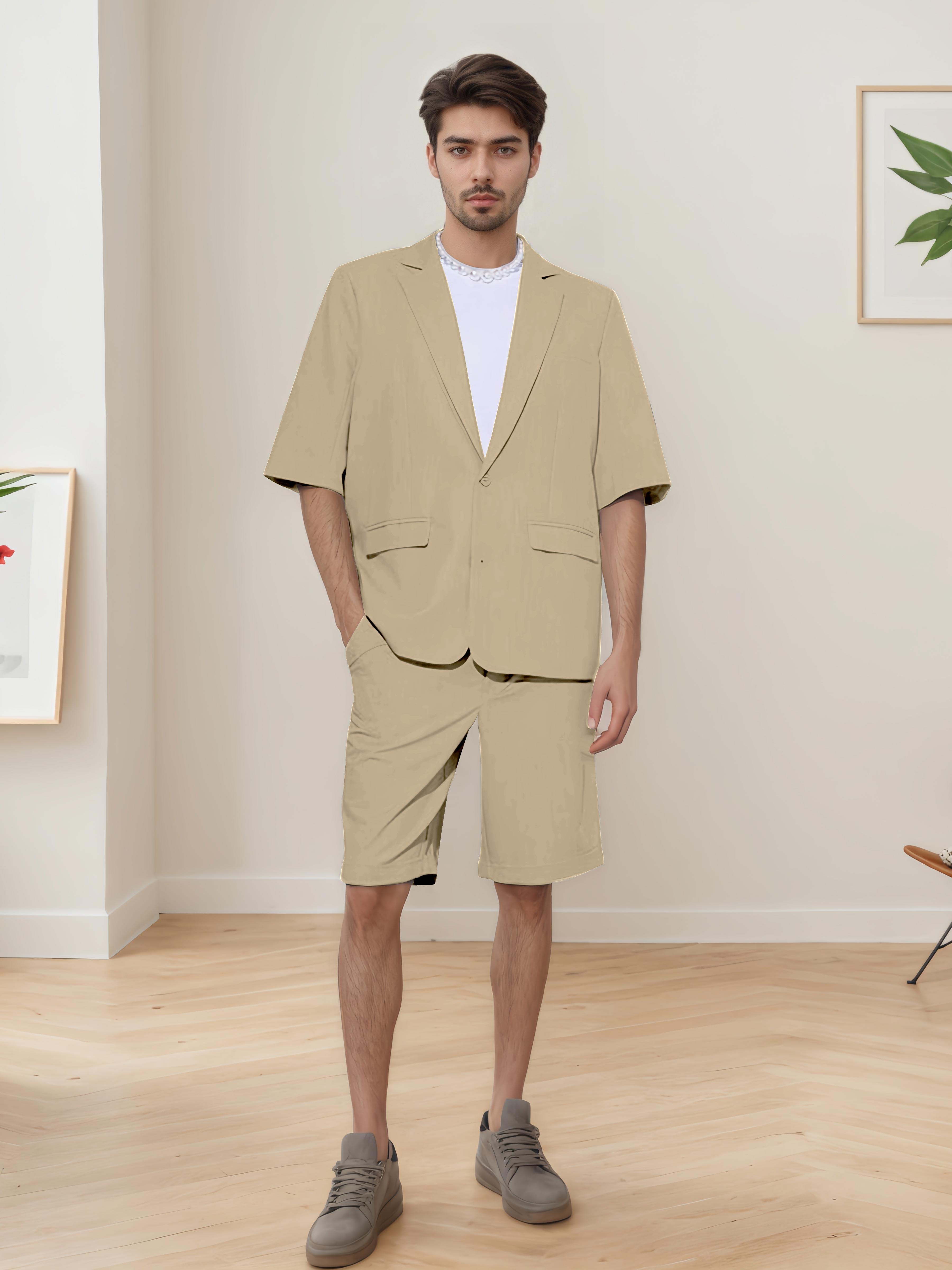 Lightweight Casual Men's Short Sleeve 2 Pieces Summer Suits