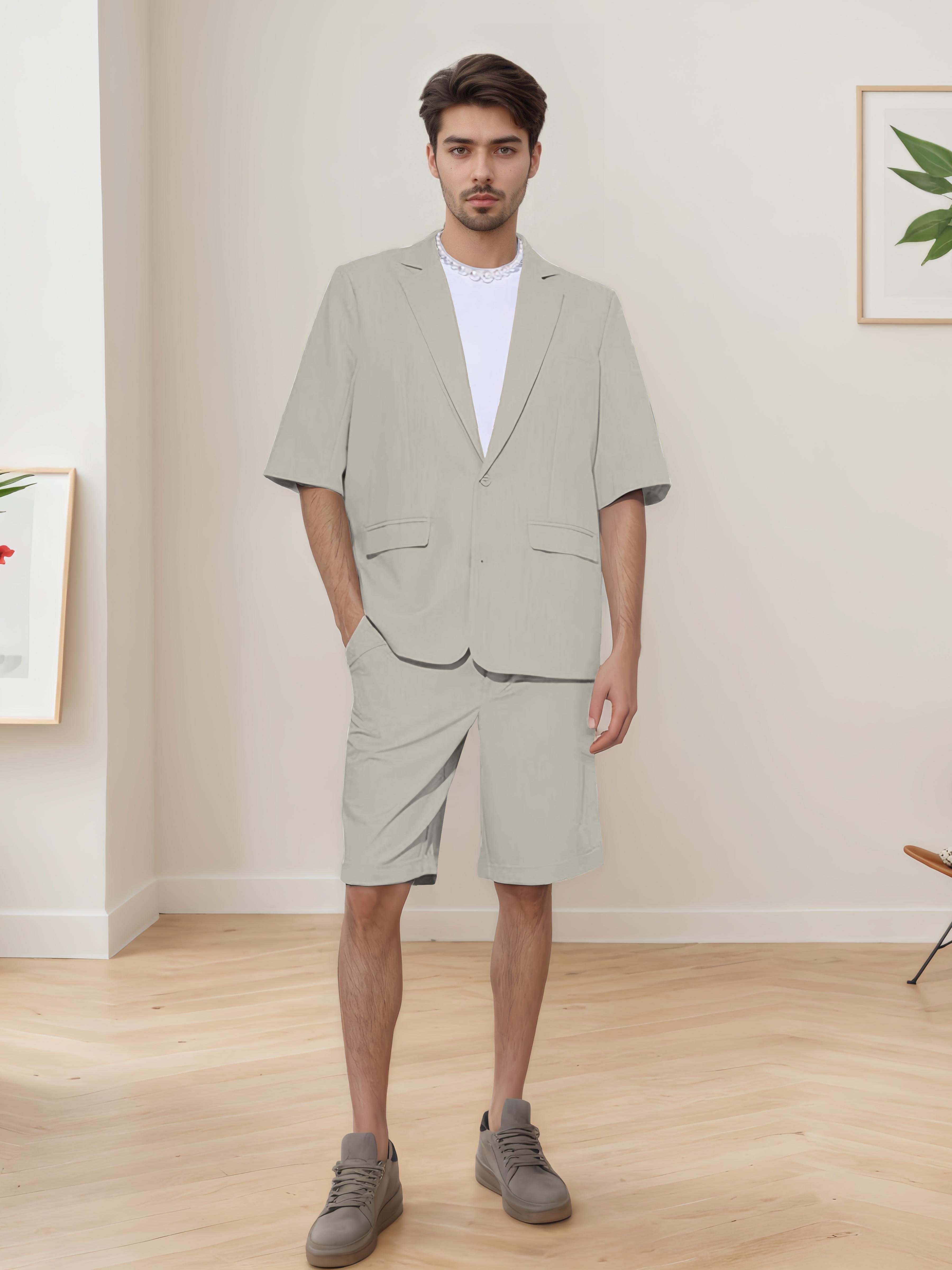 Lightweight Casual Men's Short Sleeve 2 Pieces Summer Suits