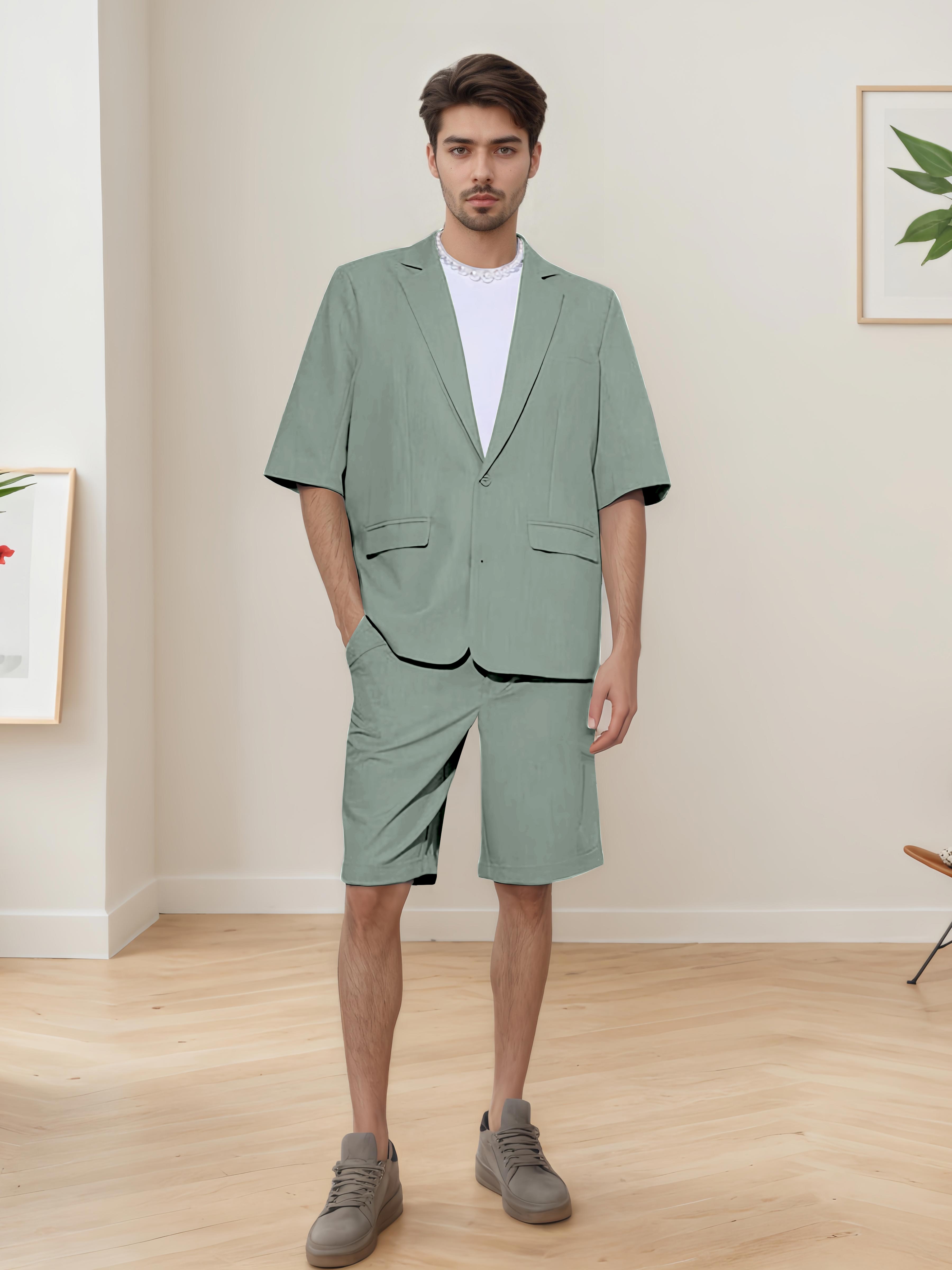 Lightweight Casual Men's Short Sleeve 2 Pieces Summer Suits