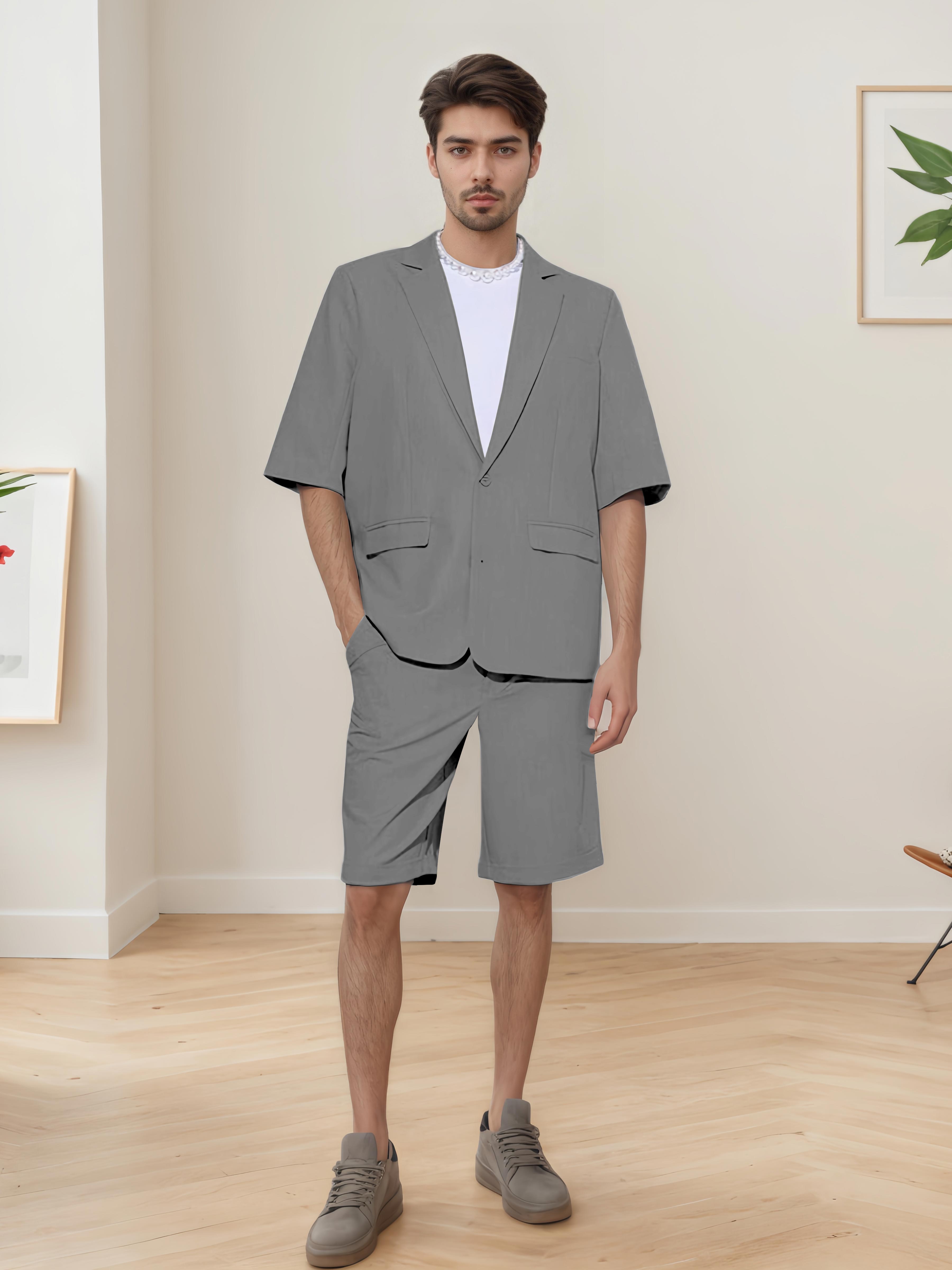 Lightweight Casual Men's Short Sleeve 2 Pieces Summer Suits