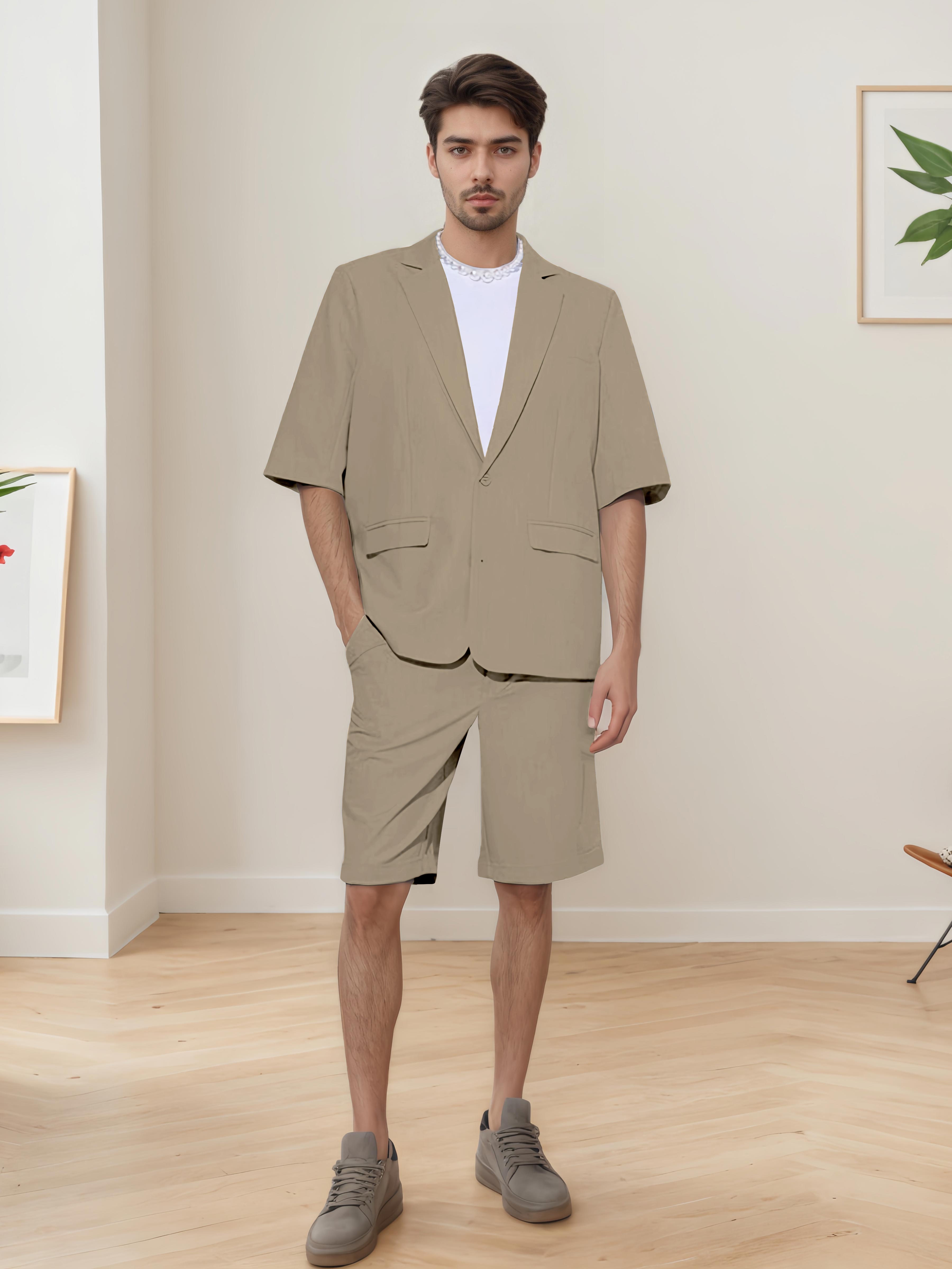 Lightweight Casual Men's Short Sleeve 2 Pieces Summer Suits