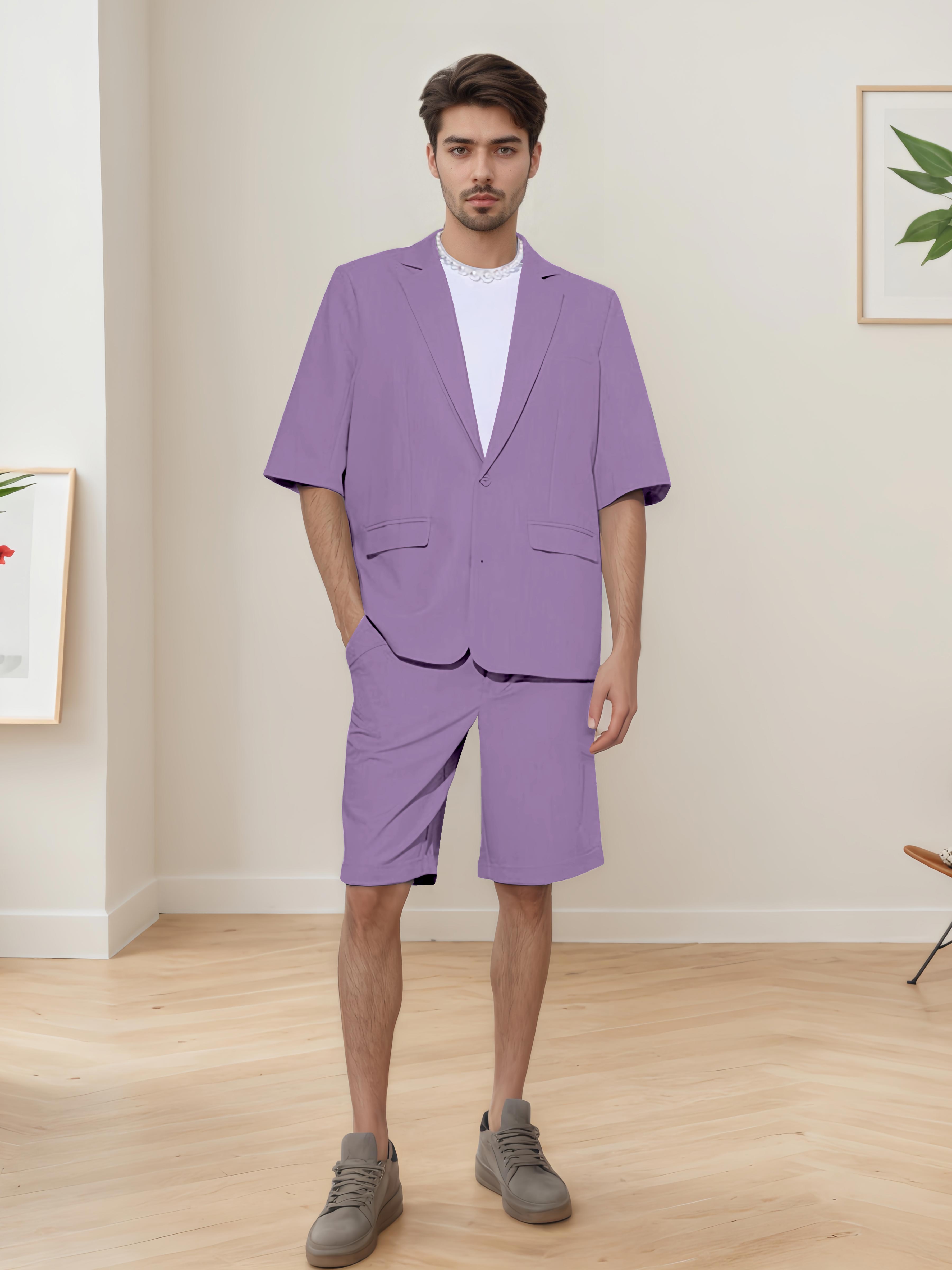 Lightweight Casual Men's Short Sleeve 2 Pieces Summer Suits
