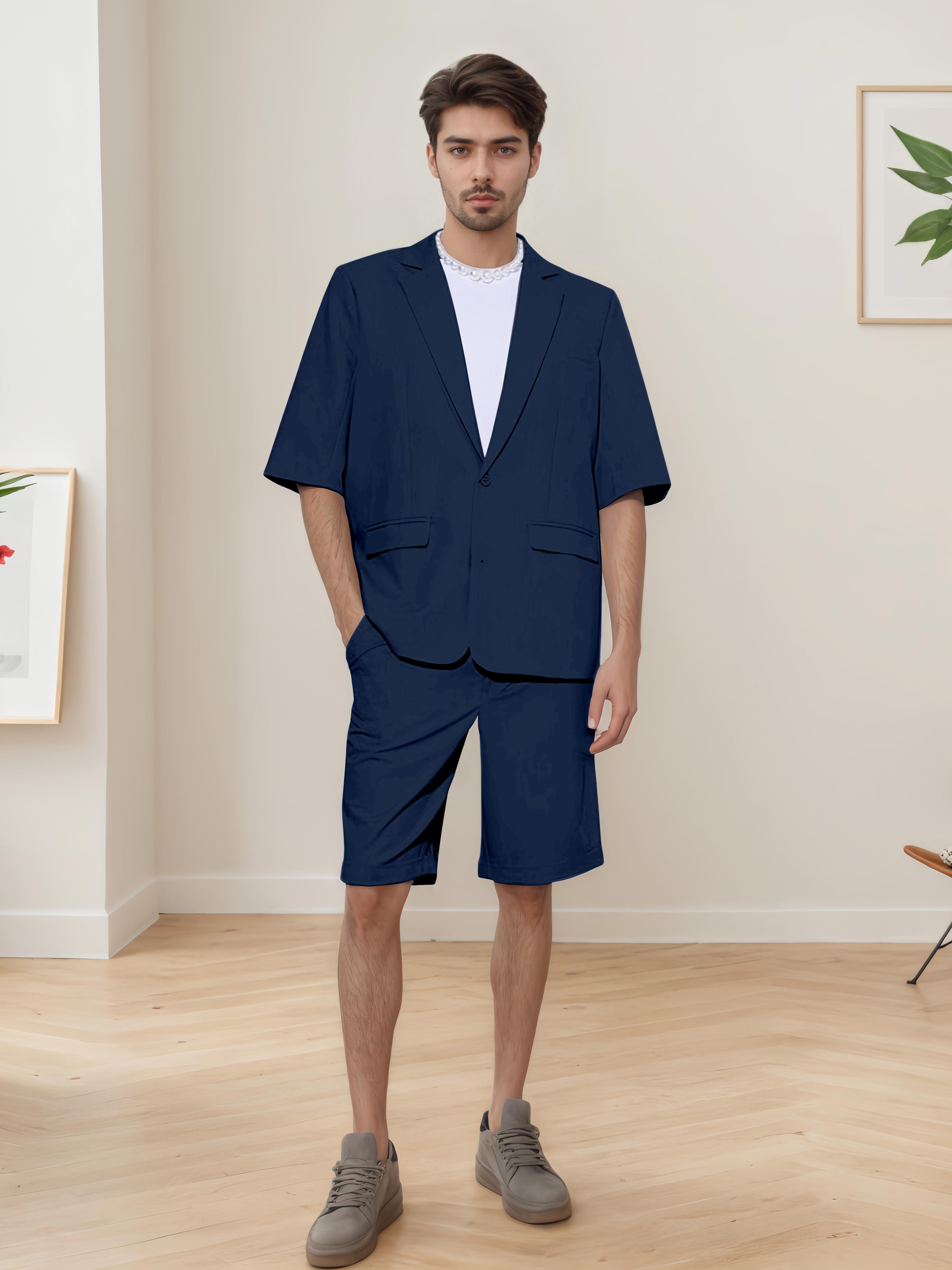 Lightweight Casual Men's Short Sleeve 2 Pieces Summer Suits