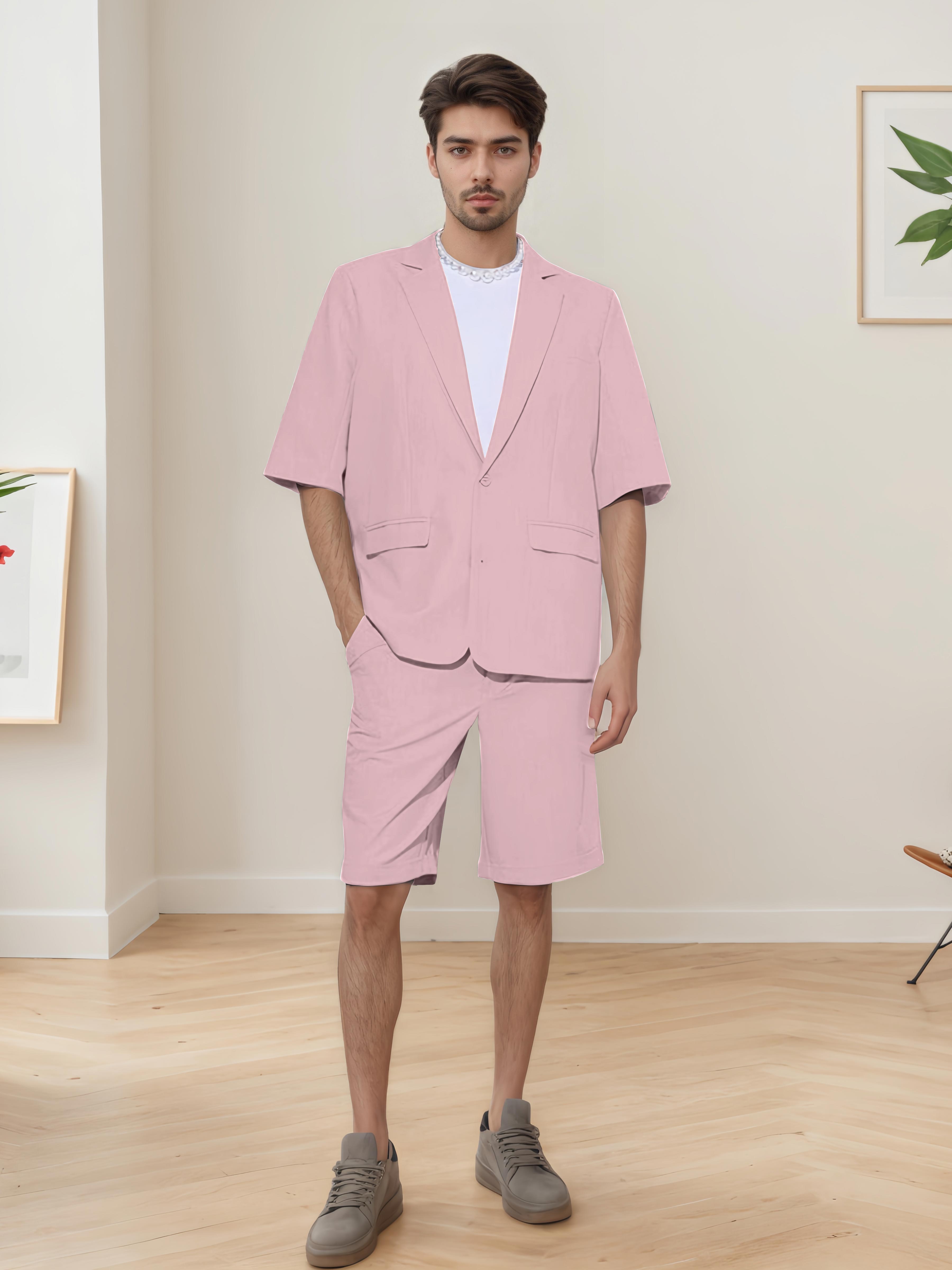 Lightweight Casual Men's Short Sleeve 2 Pieces Summer Suits
