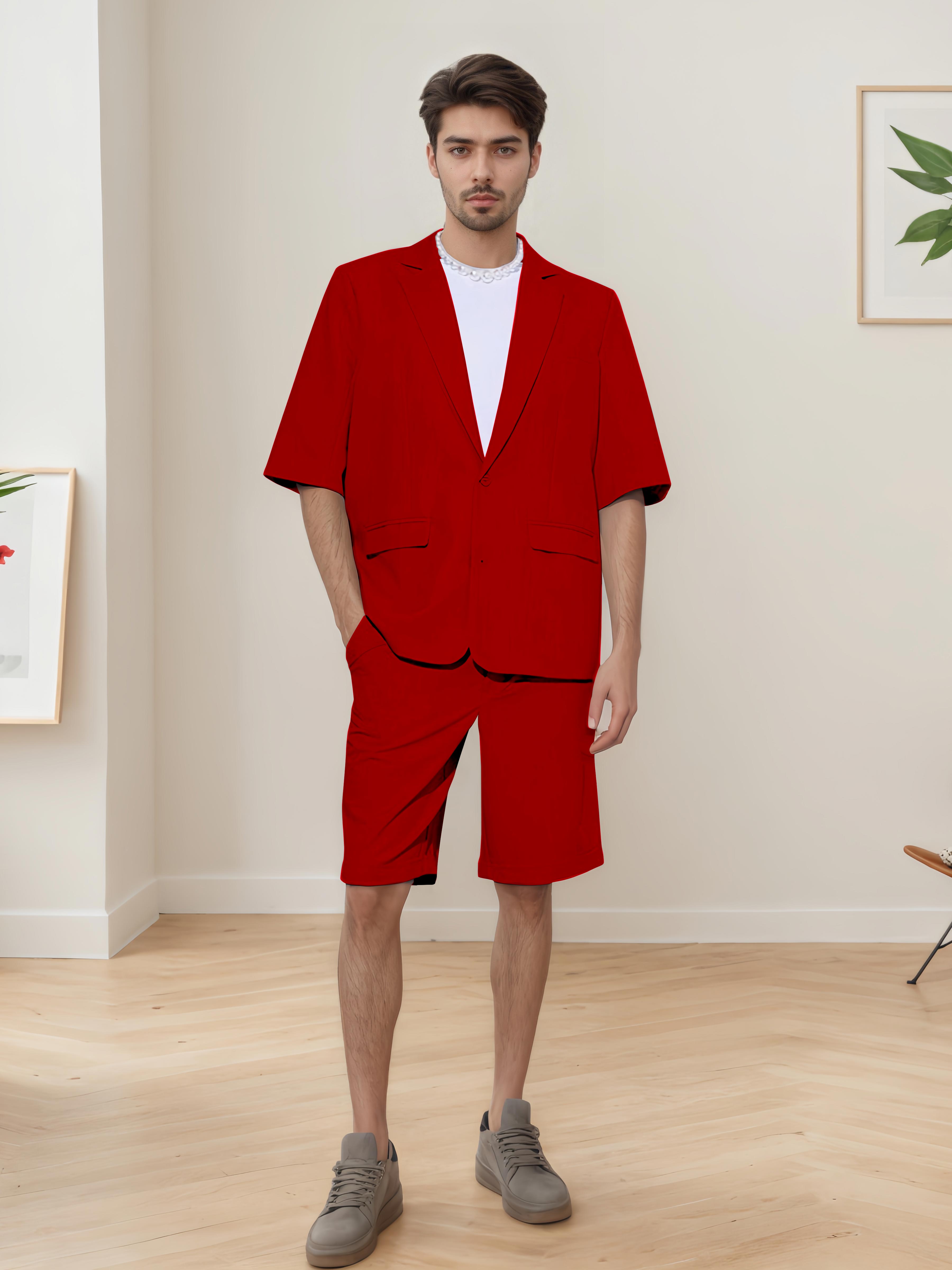 Lightweight Casual Men's Short Sleeve 2 Pieces Summer Suits