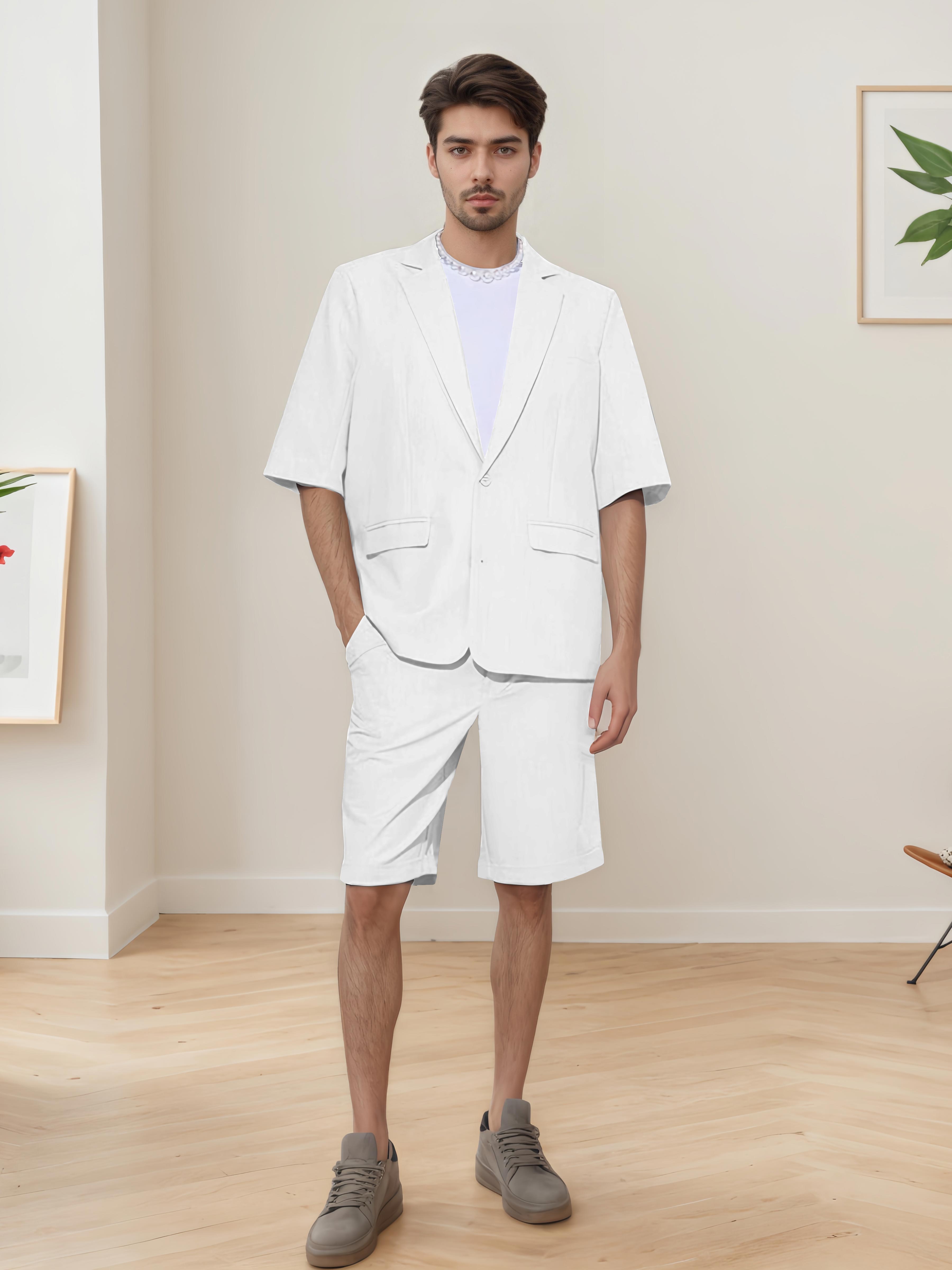 Lightweight Casual Men's Short Sleeve 2 Pieces Summer Suits