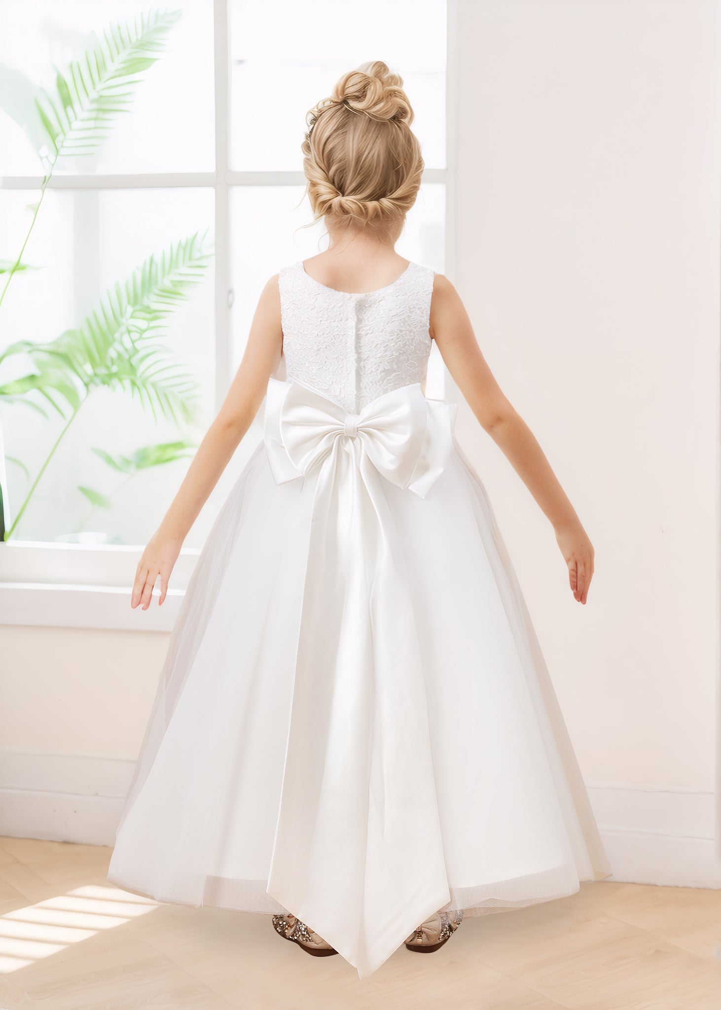 Charming A-Line Sleeveless Lace Appliques Tulle Flower Girl Dresses