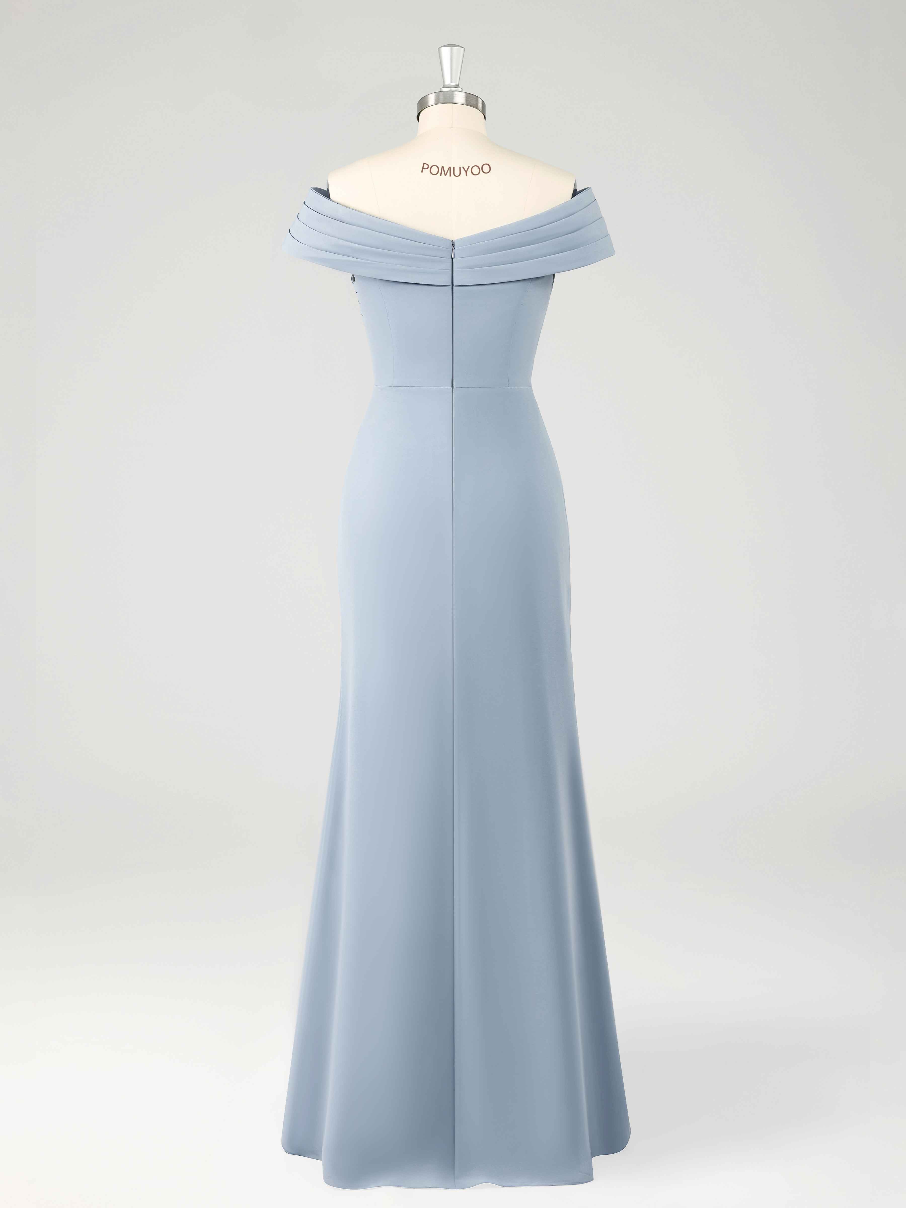 Chic Off the Shoulder Beaded Long Chiffon Mother of the Bride Dresses UK