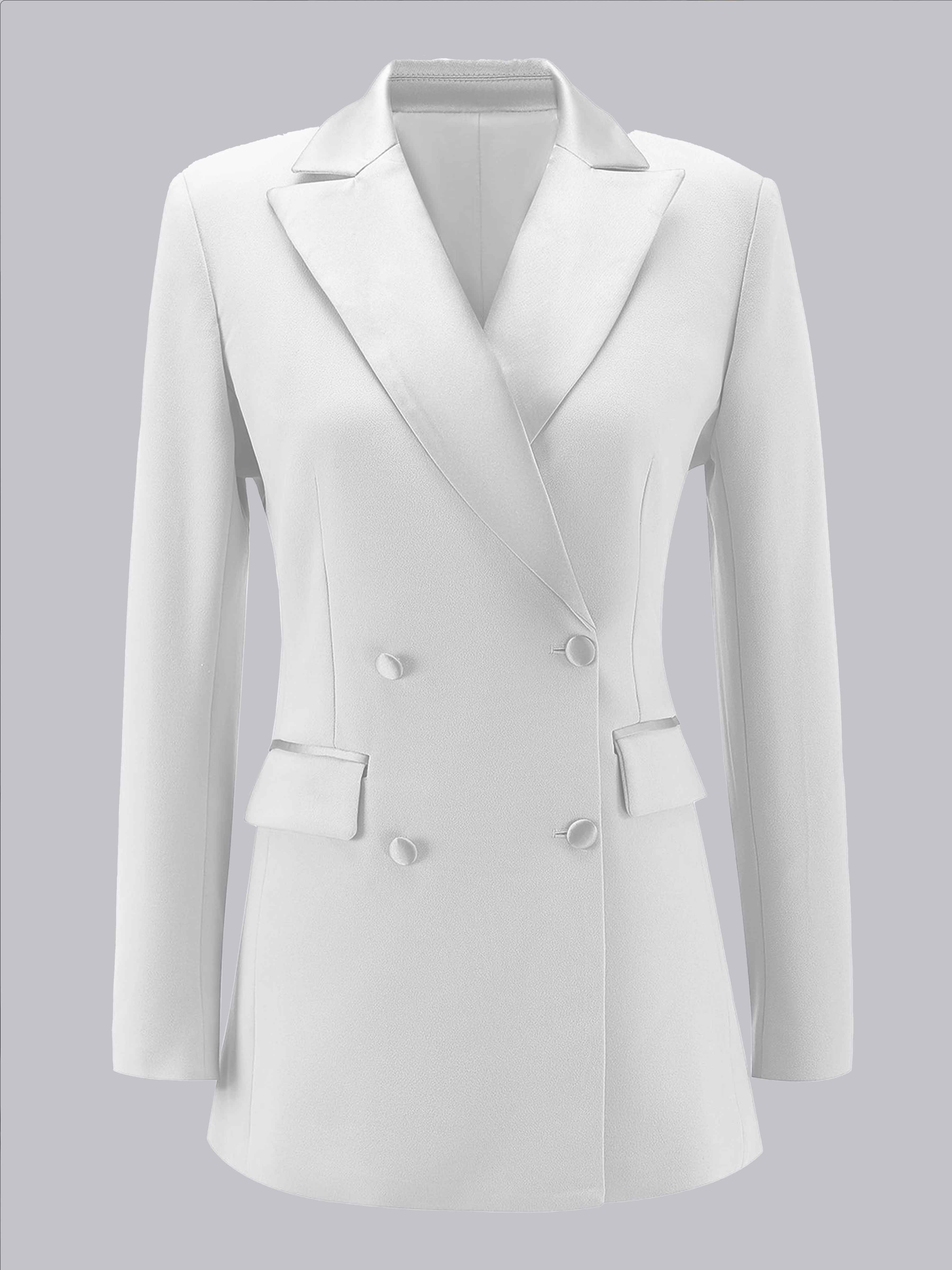 Classic Women's Notch Lapel Double Breasted Formal Blazer UK