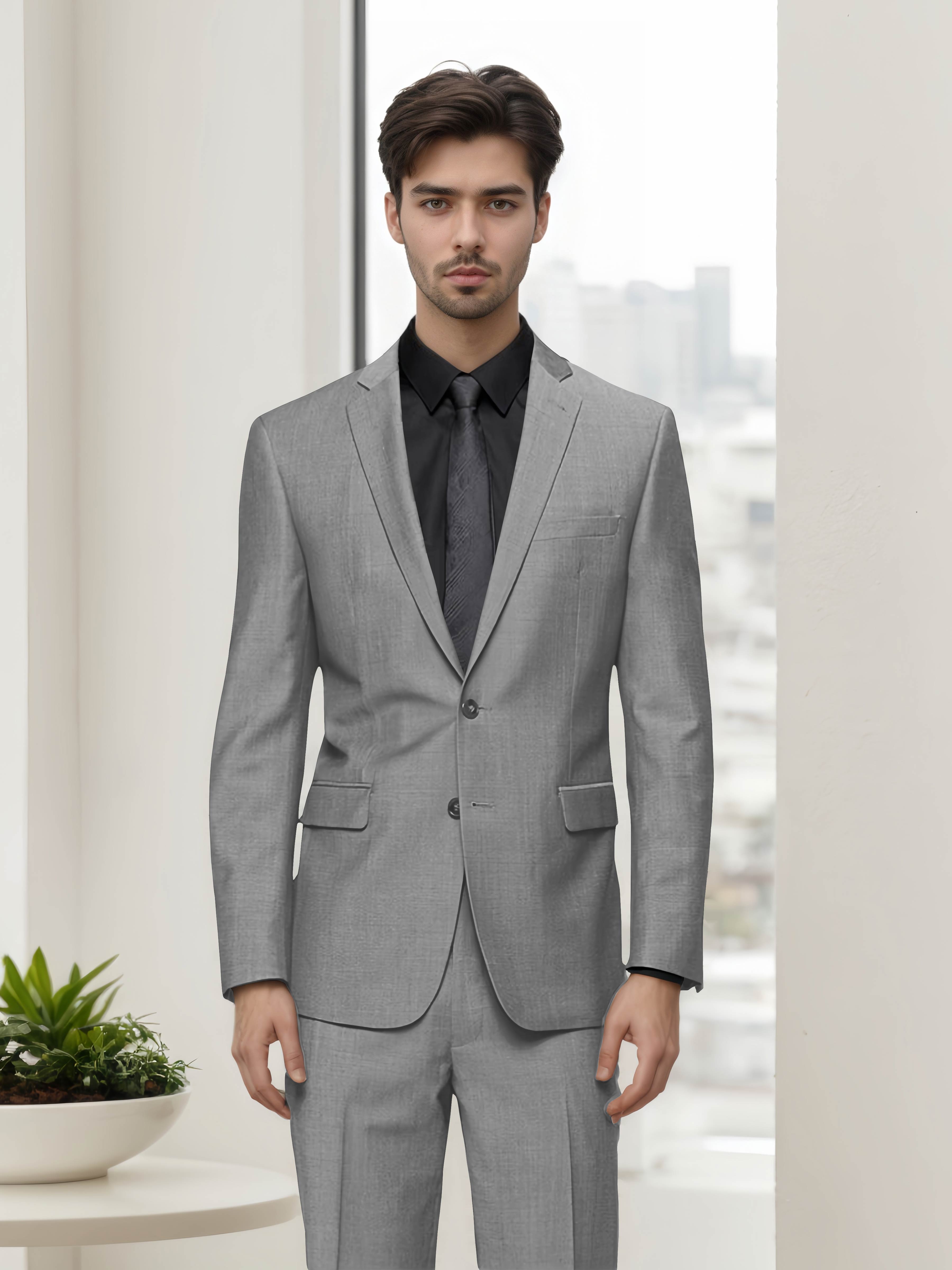 Contemporary Refined Men's Slim Fit Two Button 2 Pieces Business Suits