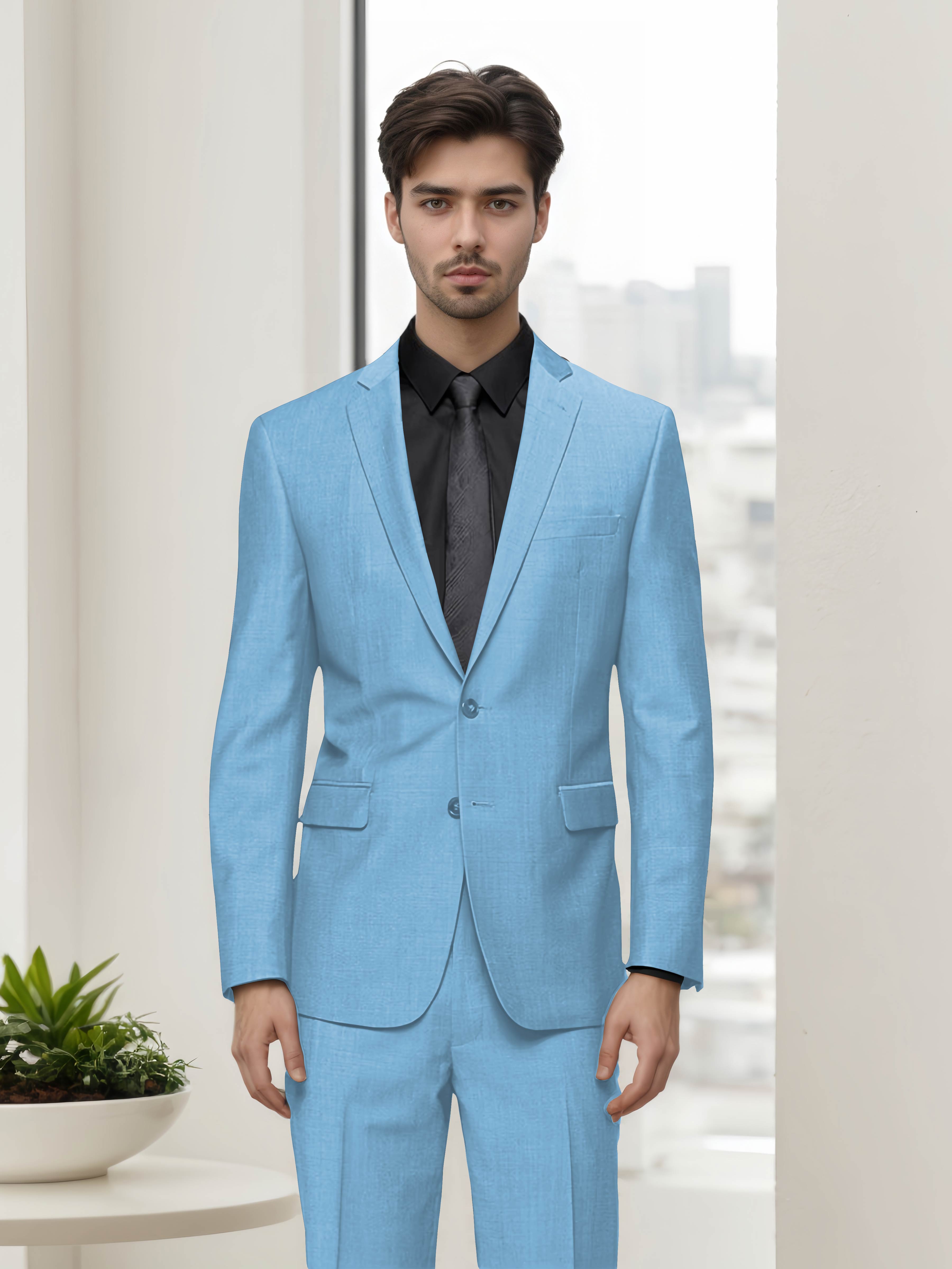 Contemporary Refined Men's Slim Fit Two Button 2 Pieces Business Suits