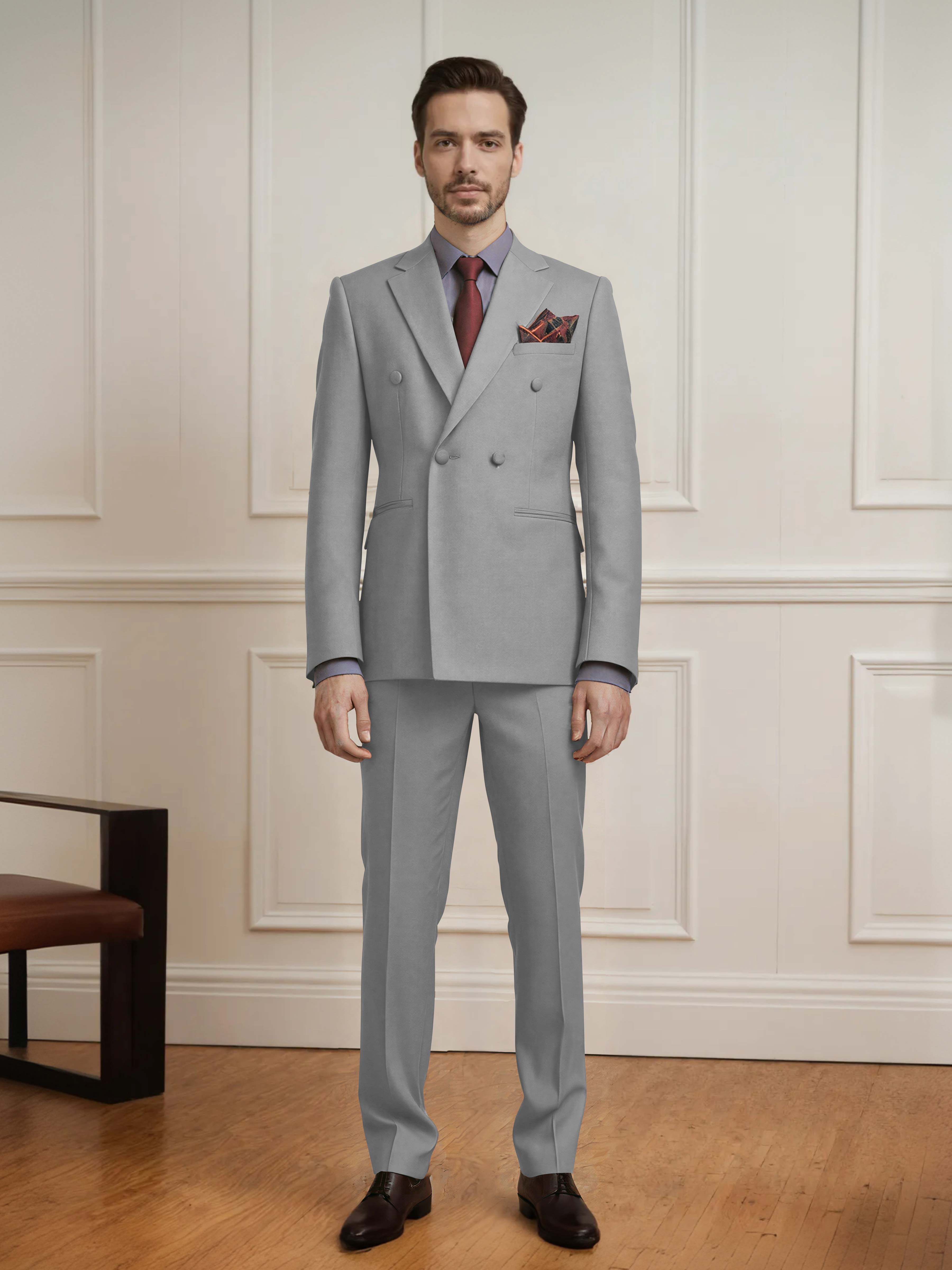 Crafted Men's 2 Pieces Notch Lapel Double Breasted Wedding Suit