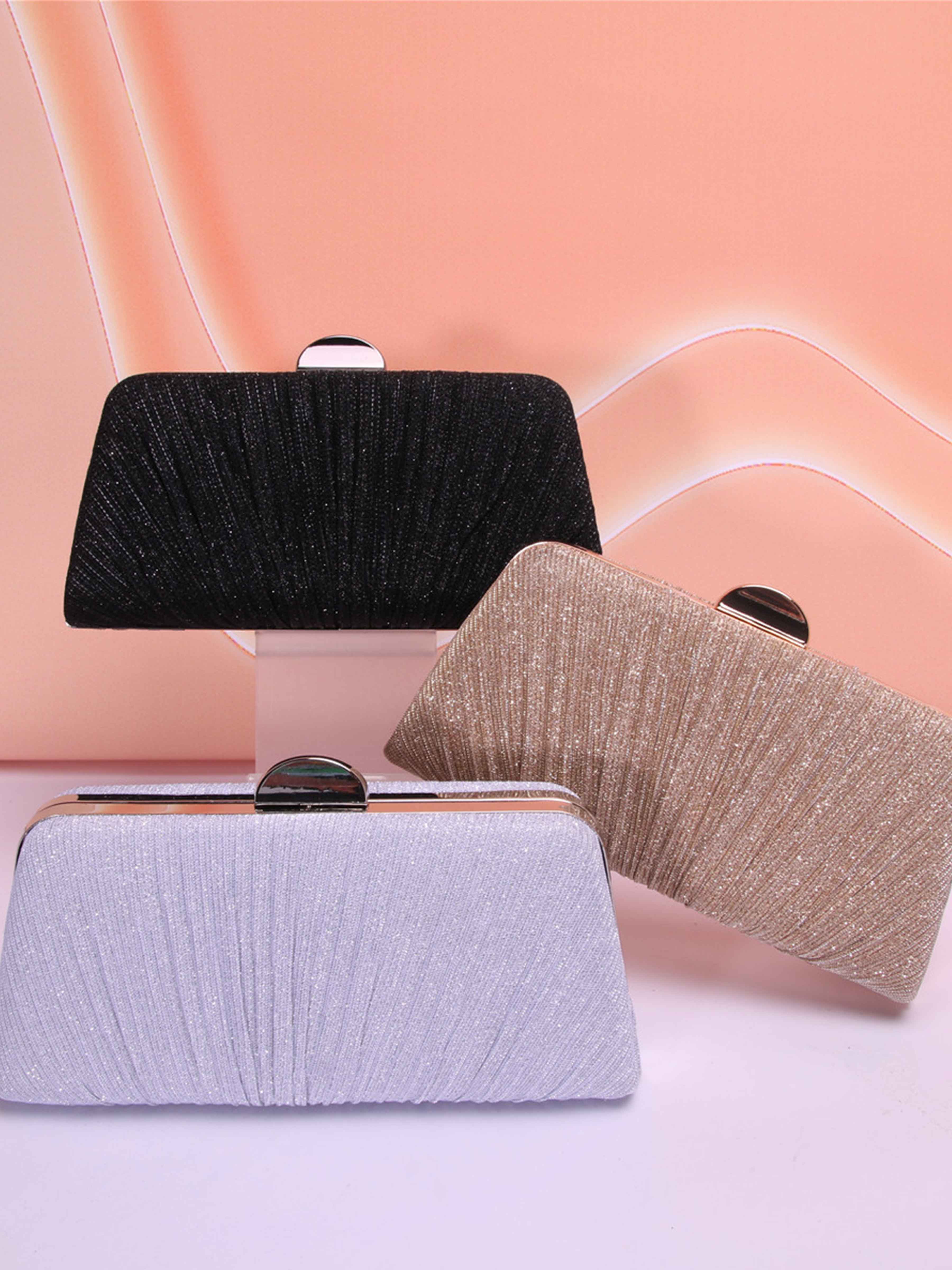 Dazzling Pleated Square Clutches & Evening Bags