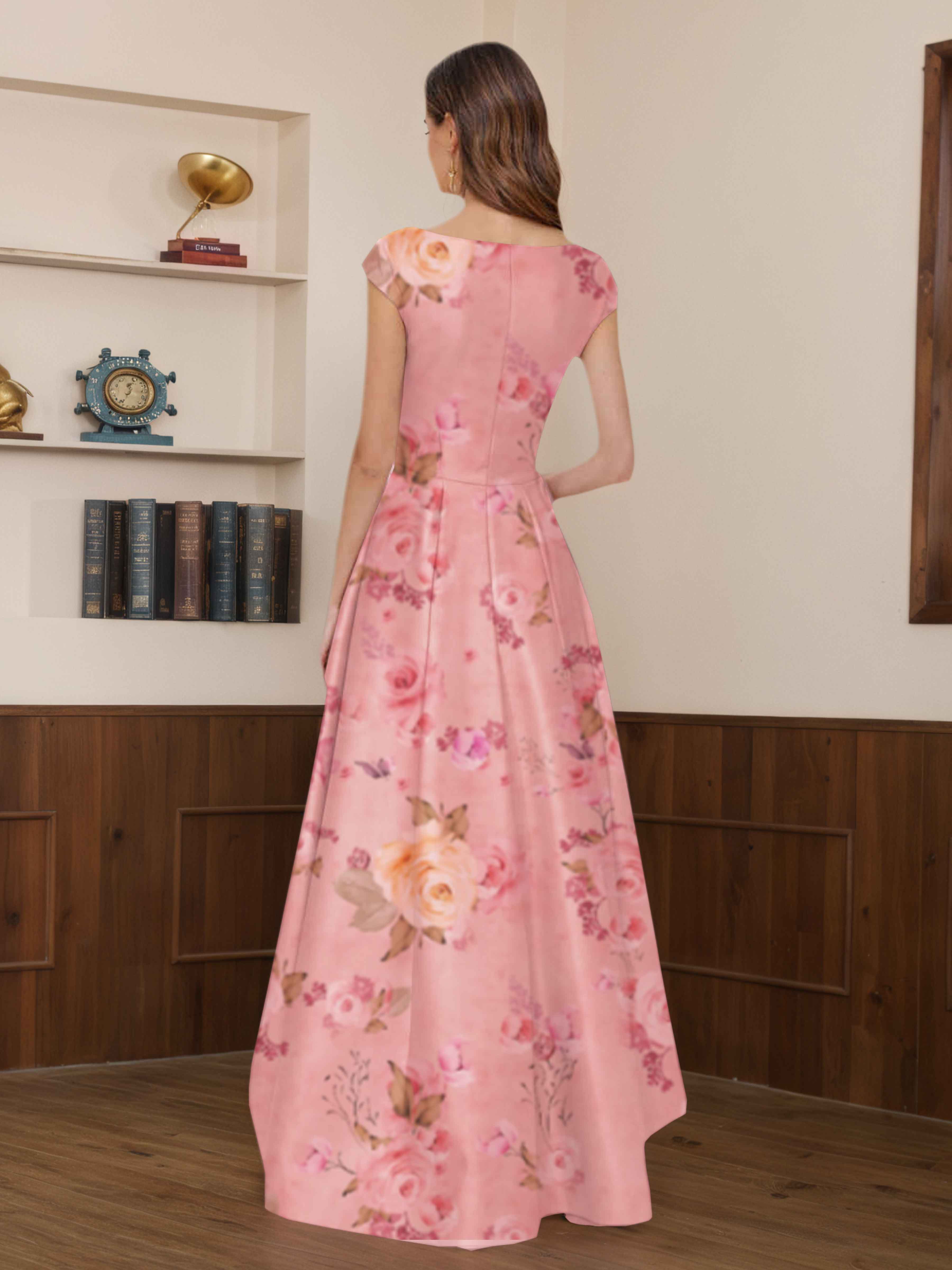 Delyth Gorgeous A-Line Floral Satin Mother of the Bride Dresses