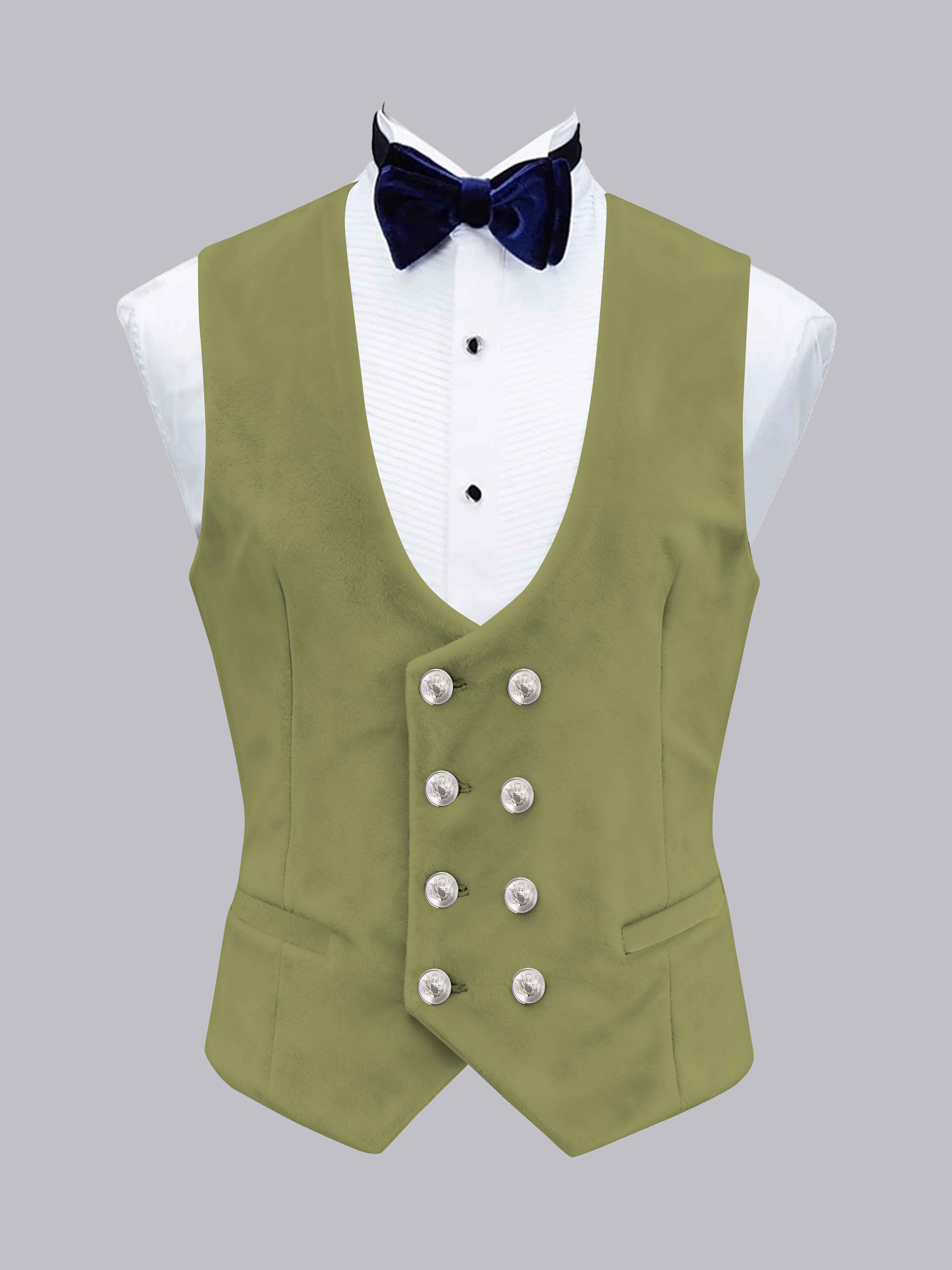 Men's Slim Fit Double Breasted Velvet Vest UK