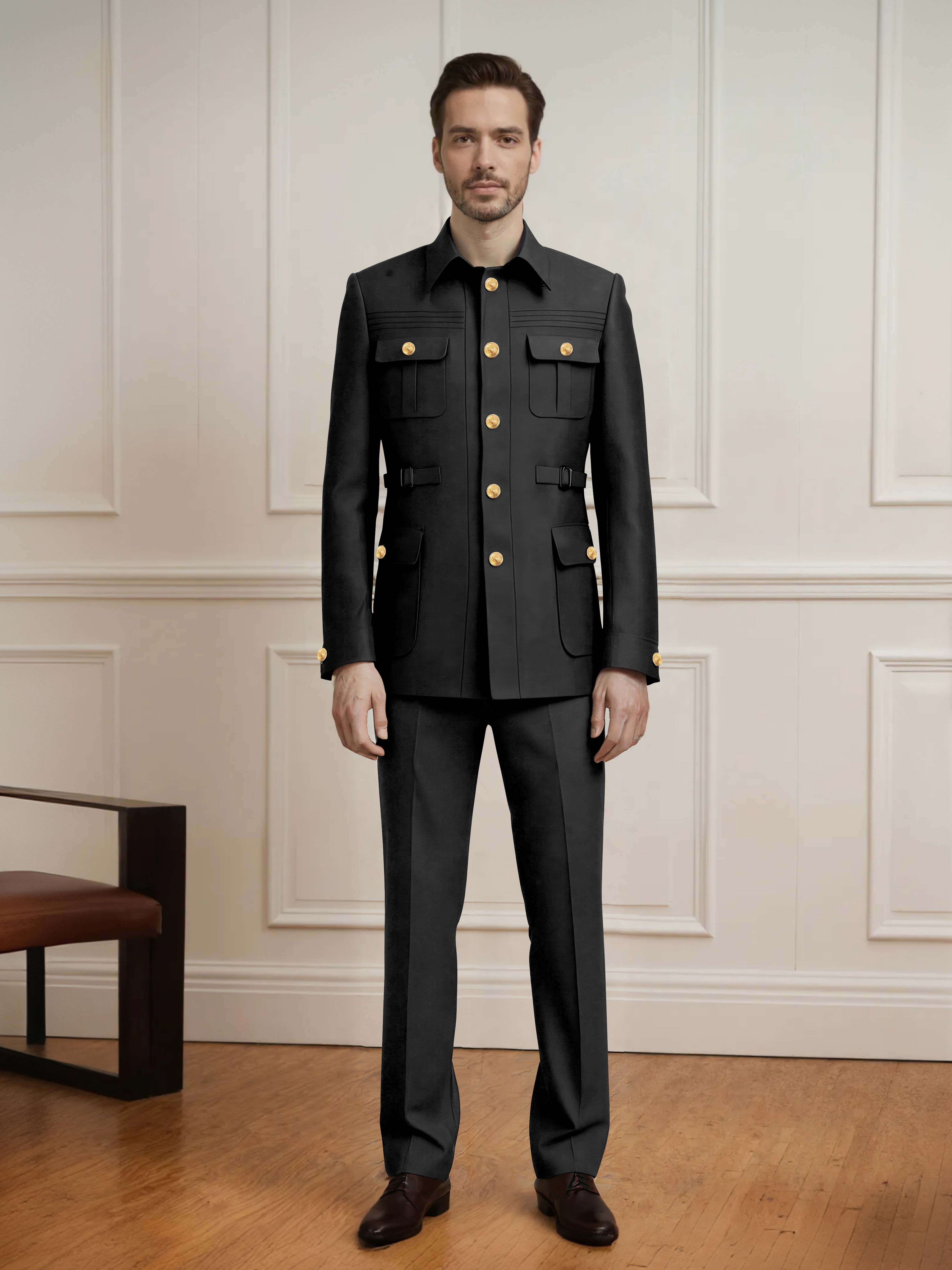 Effortless Men's 2 Pieces Single Breasted With Belt Semi Formal Suit