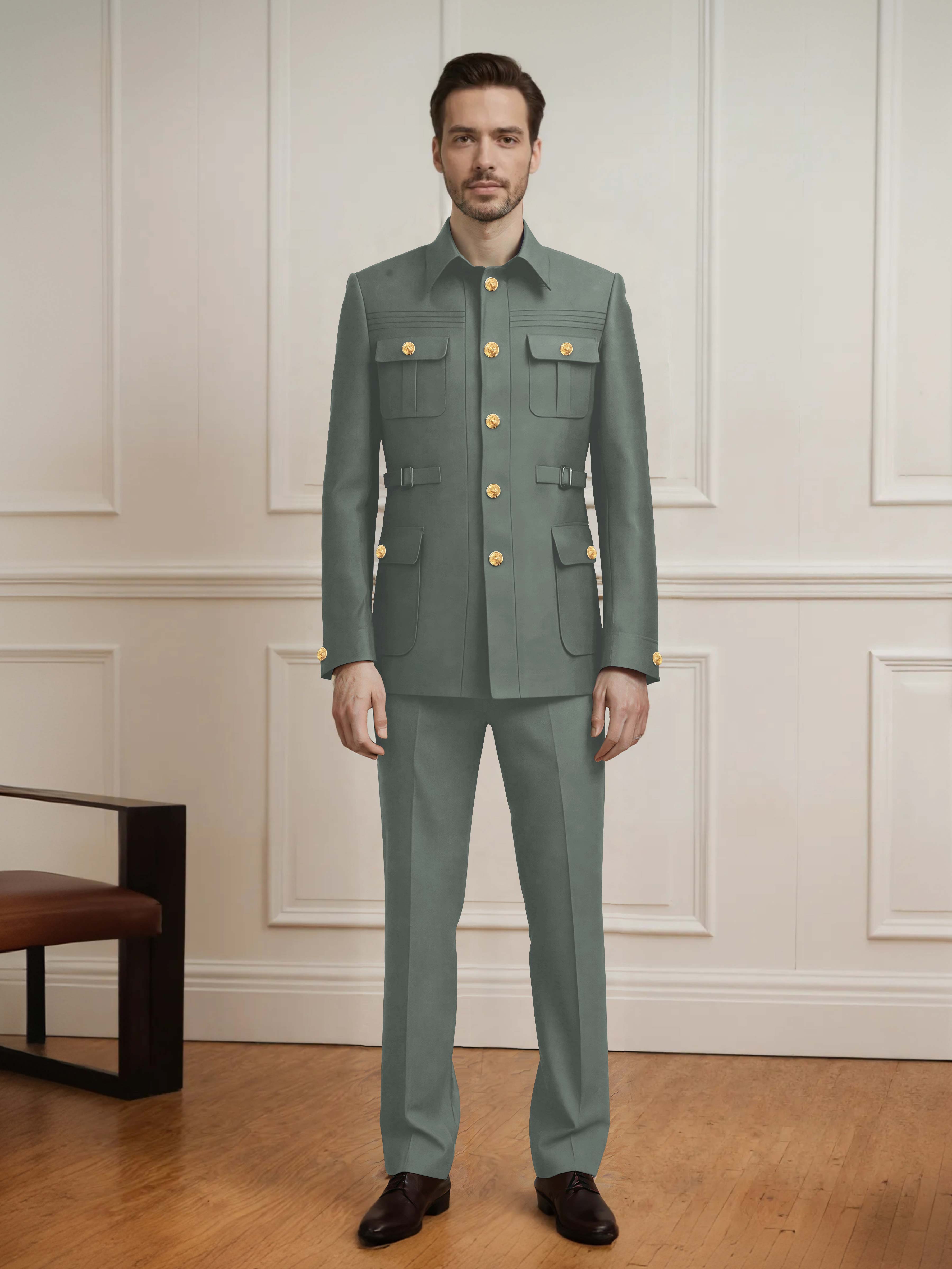 Effortless Men's 2 Pieces Single Breasted With Belt Semi Formal Suit