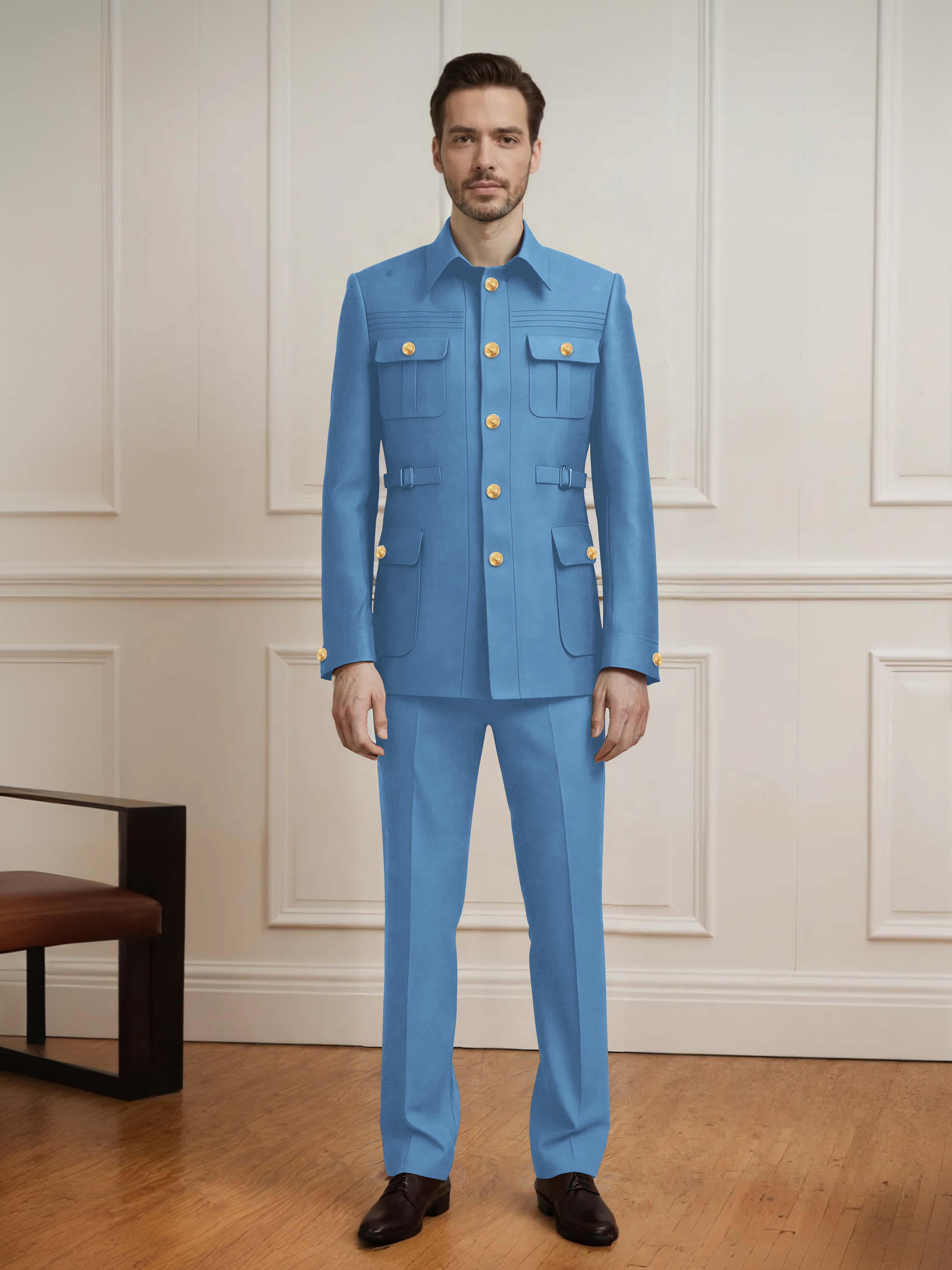 Effortless Men's 2 Pieces Single Breasted With Belt Semi Formal Suit