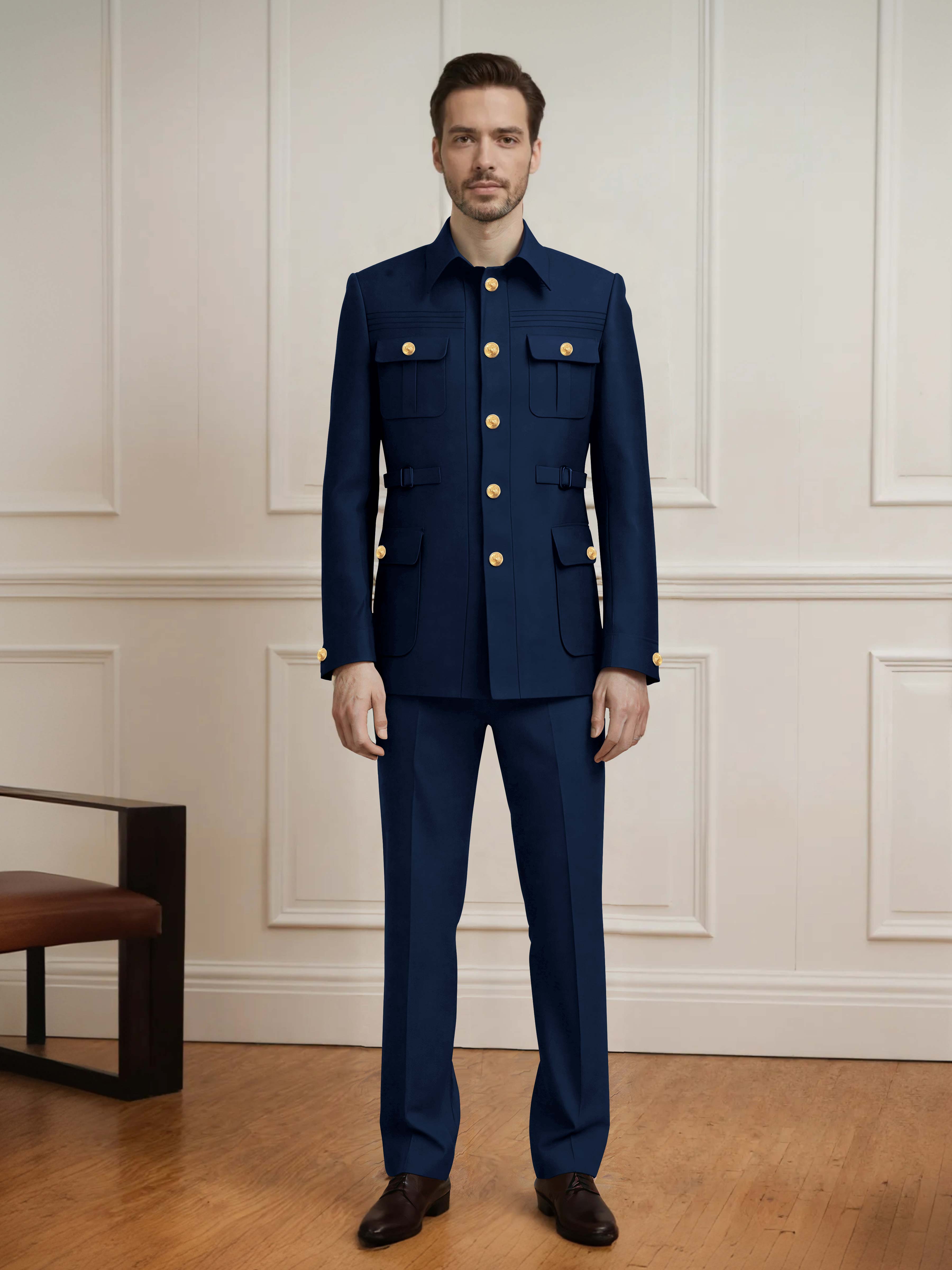 Effortless Men's 2 Pieces Single Breasted With Belt Semi Formal Suit