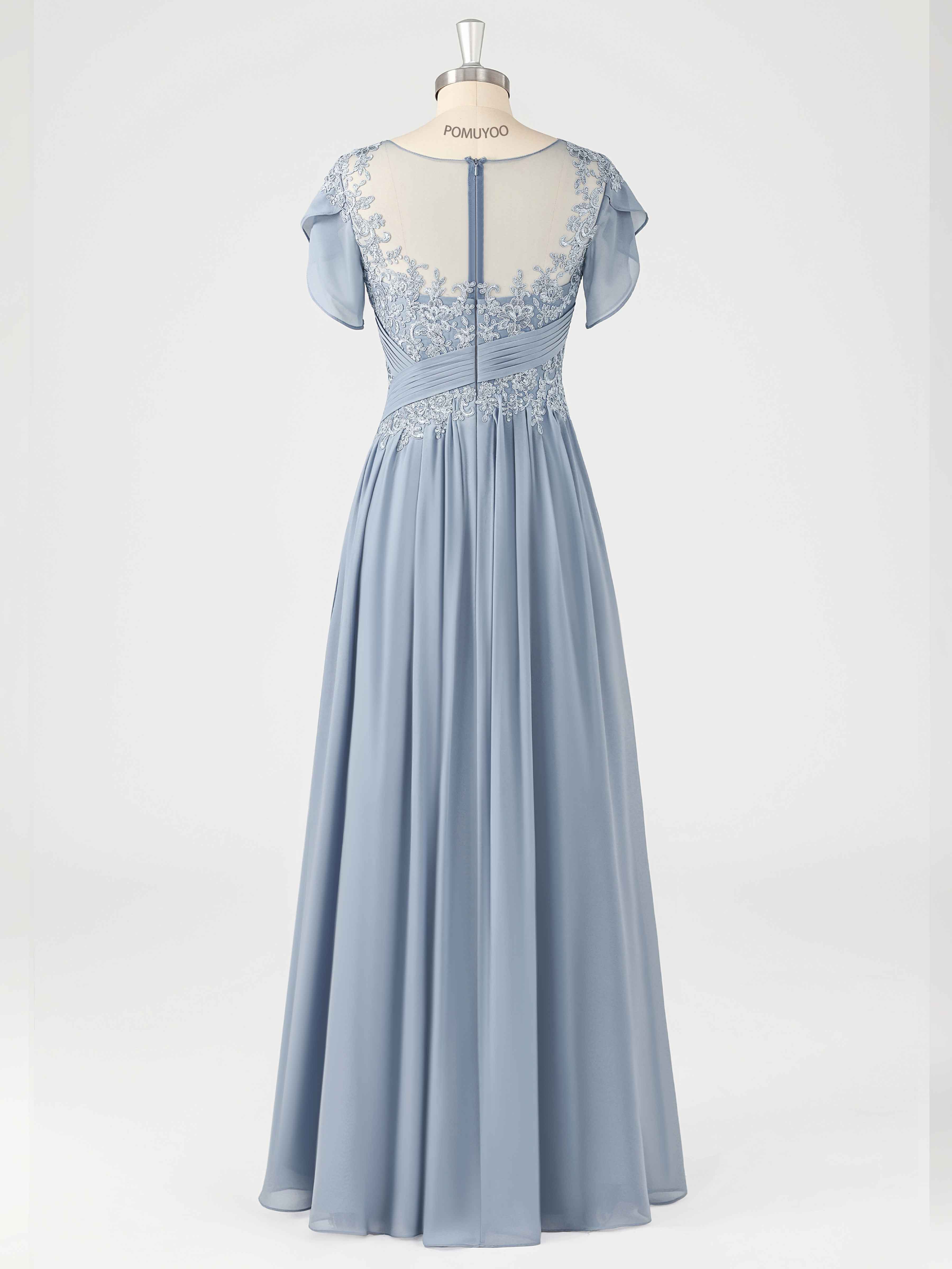 Elegant Illusion Ruched Asymmetrical Chiffon Mother of the Bride Dresses UK