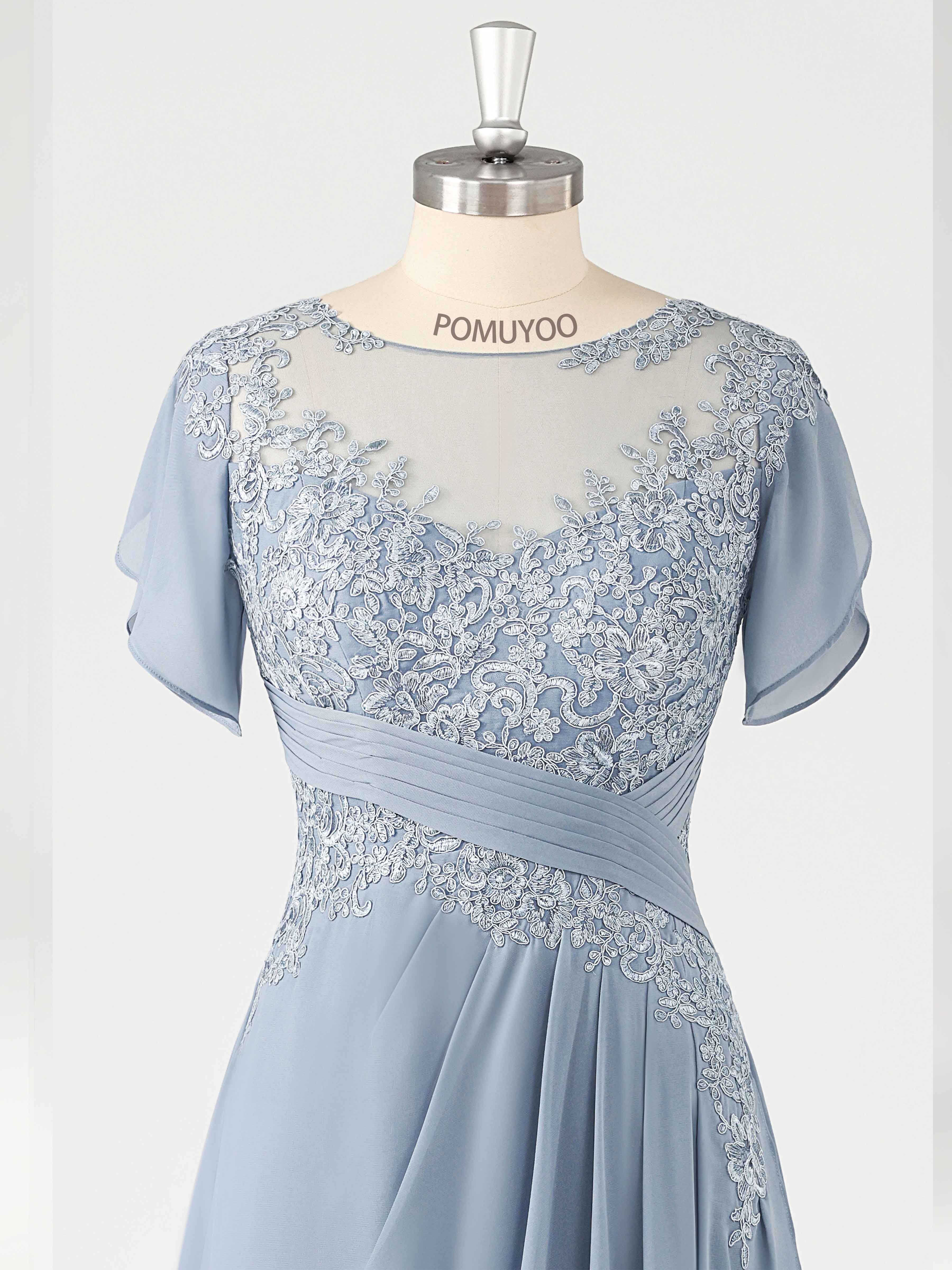 Elegant Illusion Ruched Asymmetrical Chiffon Mother of the Bride Dresses UK