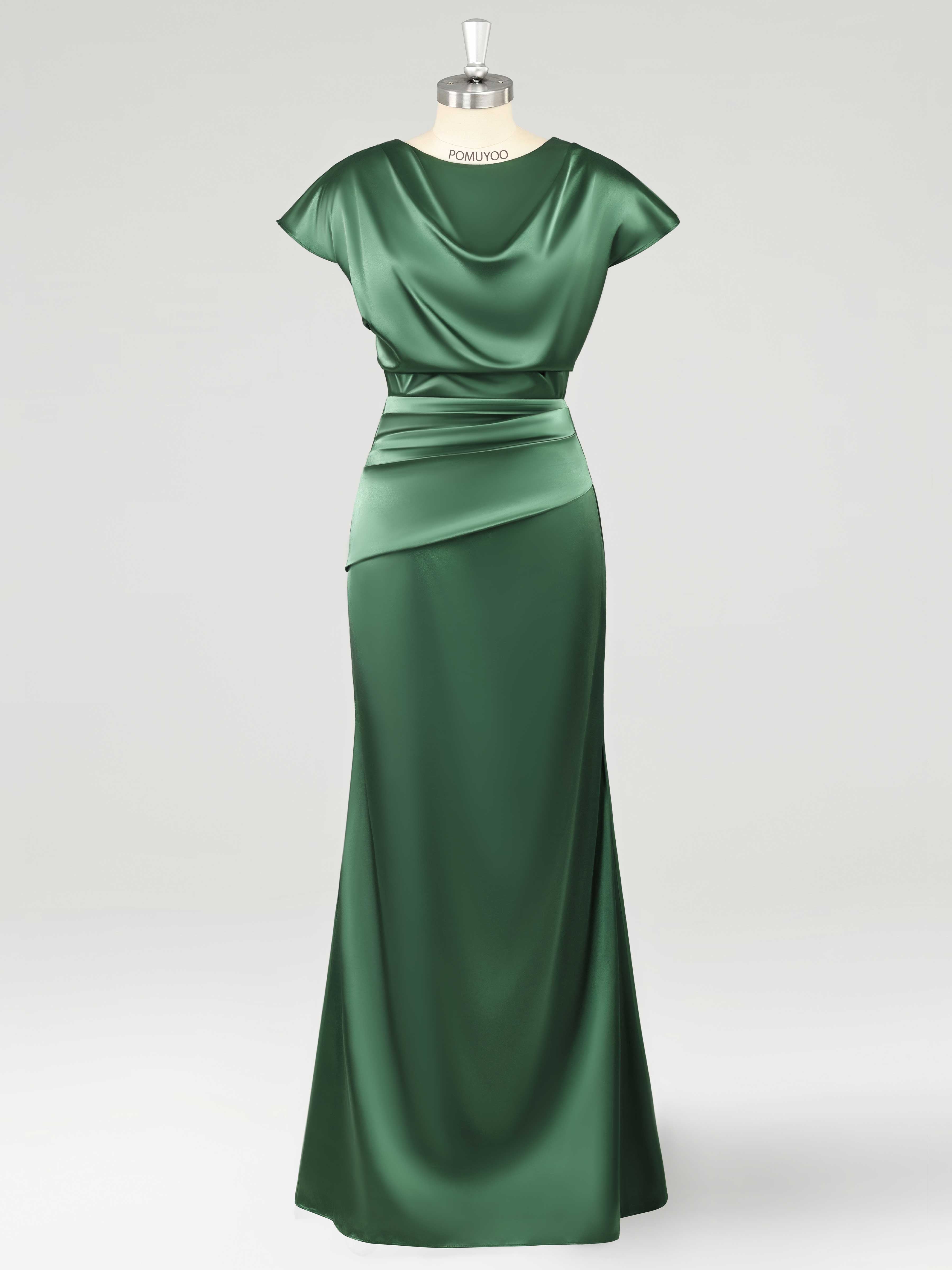 Elegant Sheath Scoop Floor Length Satin Mother of the Bride Dresses UK