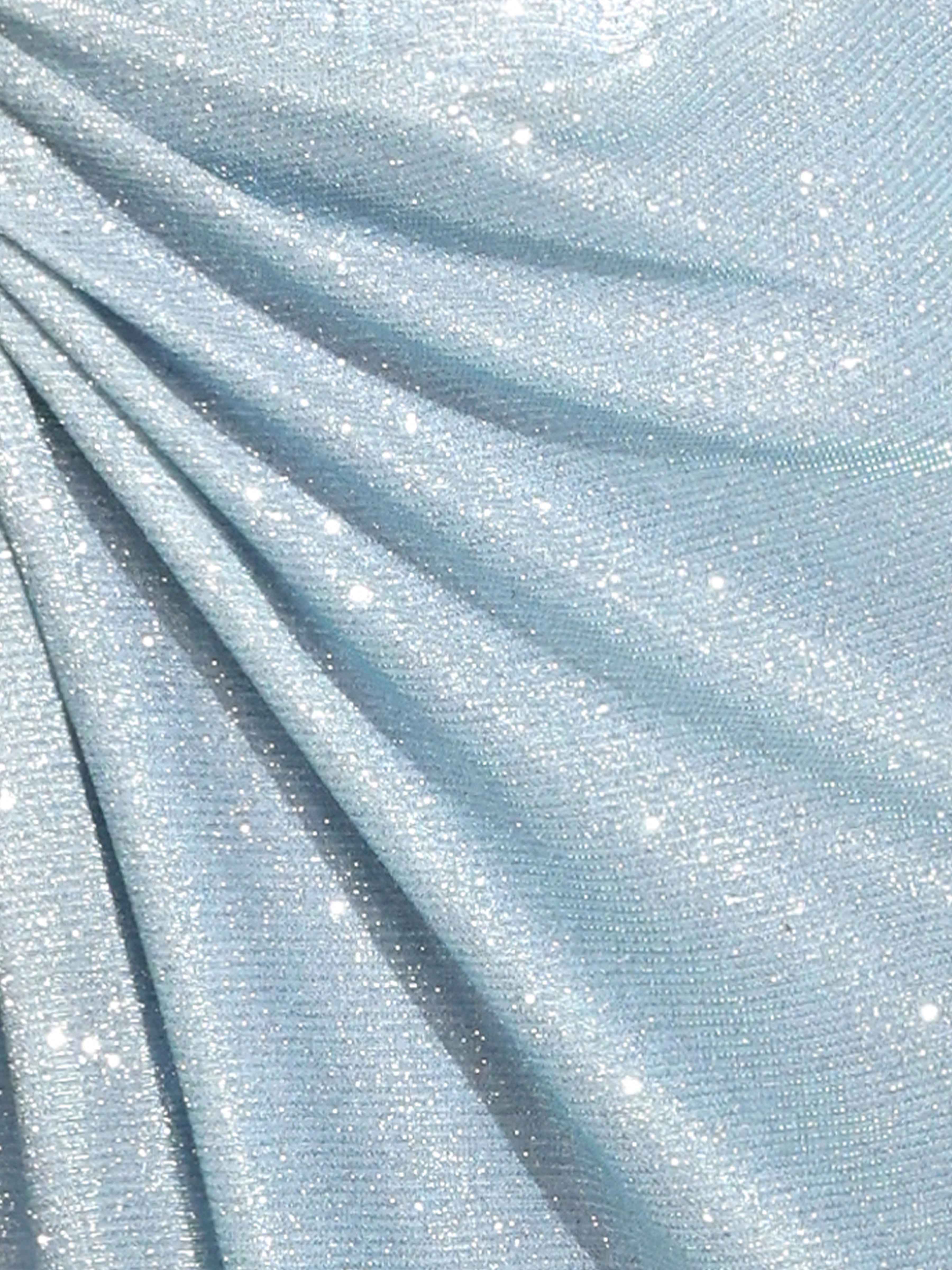 Elylith Gorgeous Cowl Pleated Slit Floor Length Glitter Prom Dresses