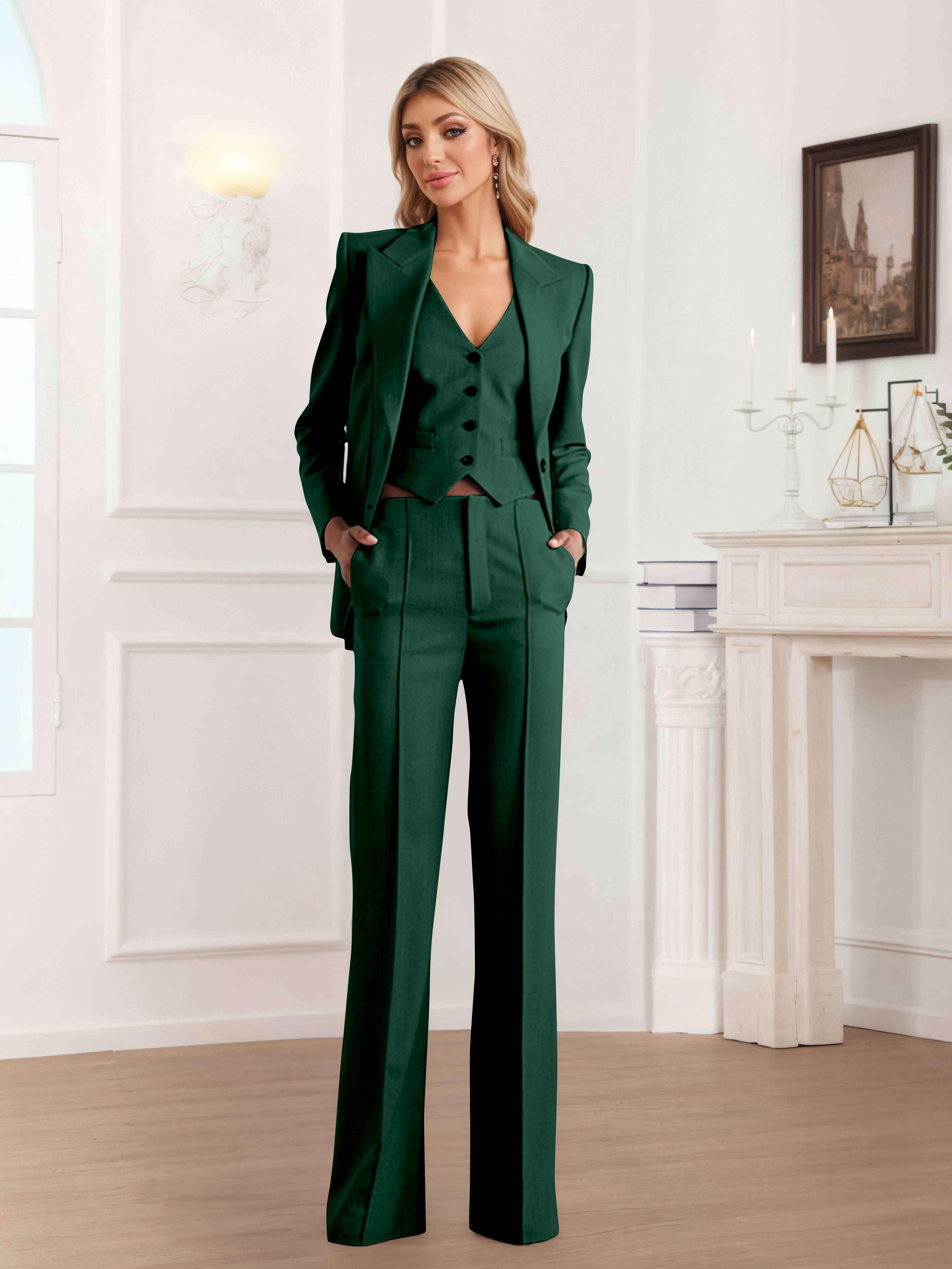 Women's 3 Pieces Business Casual Outfits Blazer UK