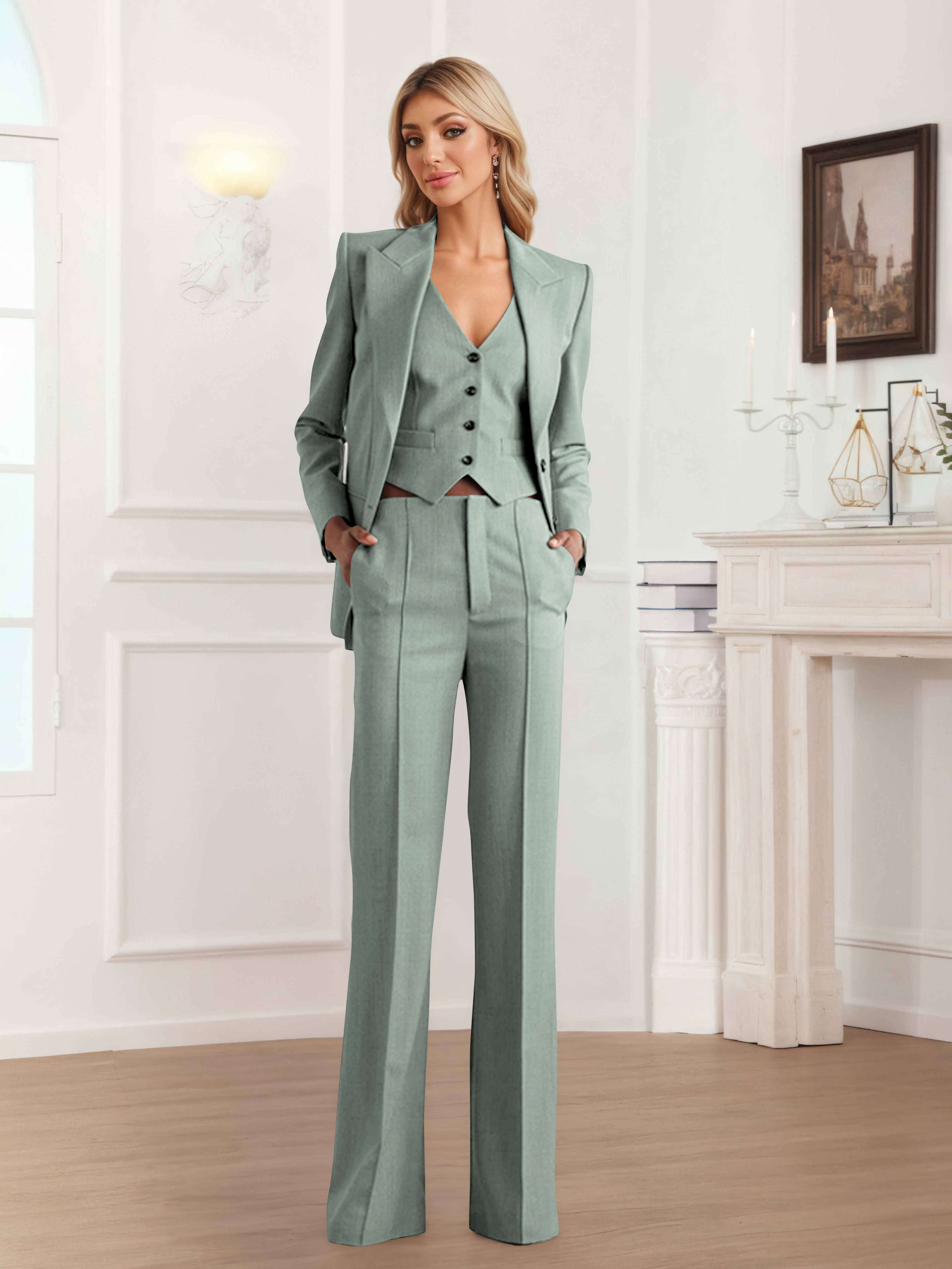 Women's 3 Pieces Business Casual Outfits Blazer UK