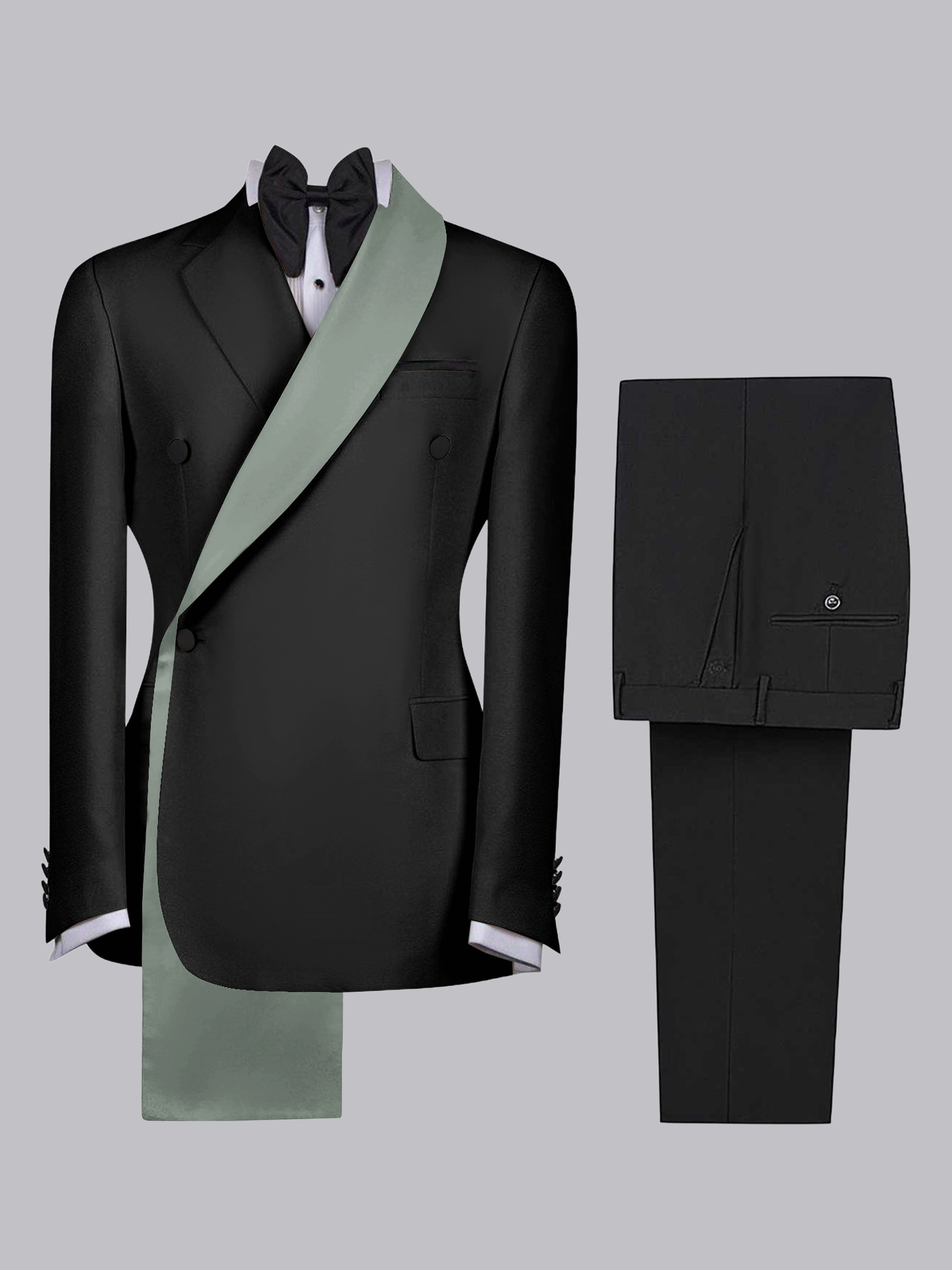 Polished Trimmed Men's Two Pieces Shawl Lapel Suit for Wedding Occasions